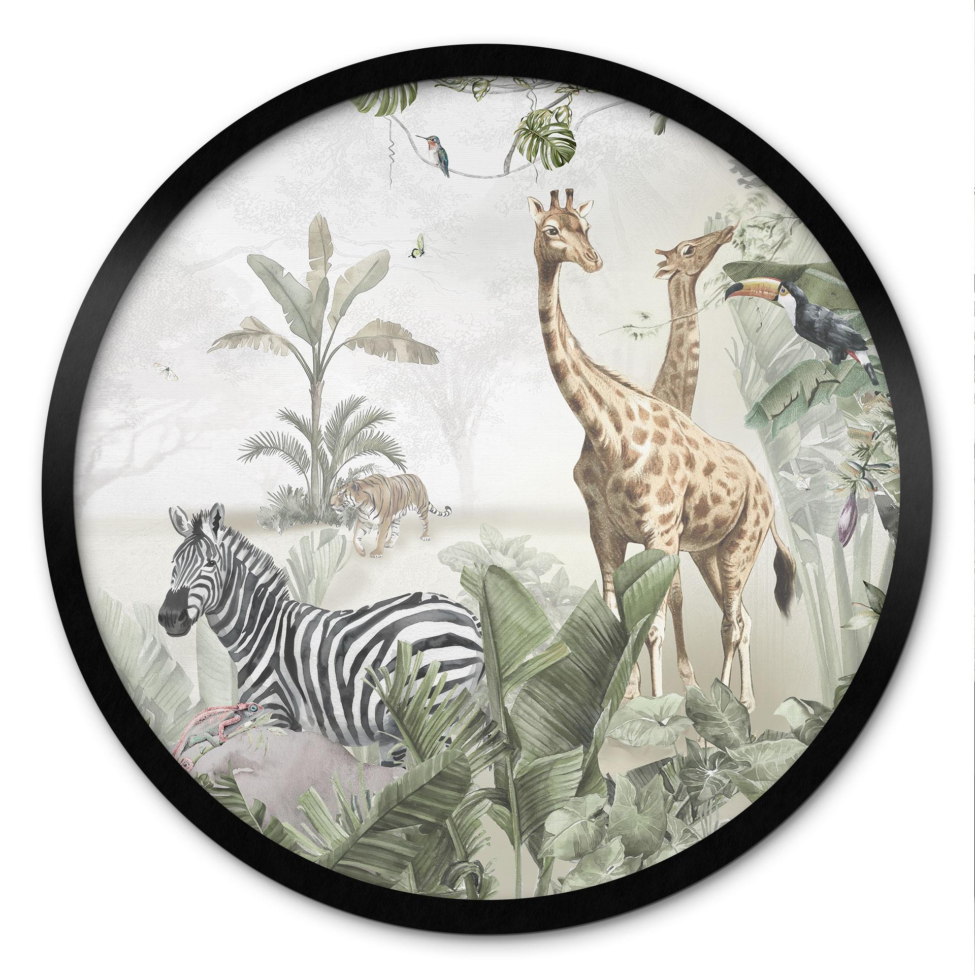 Poster jungle dieren op Afmeting - Ms Tiff - Rond