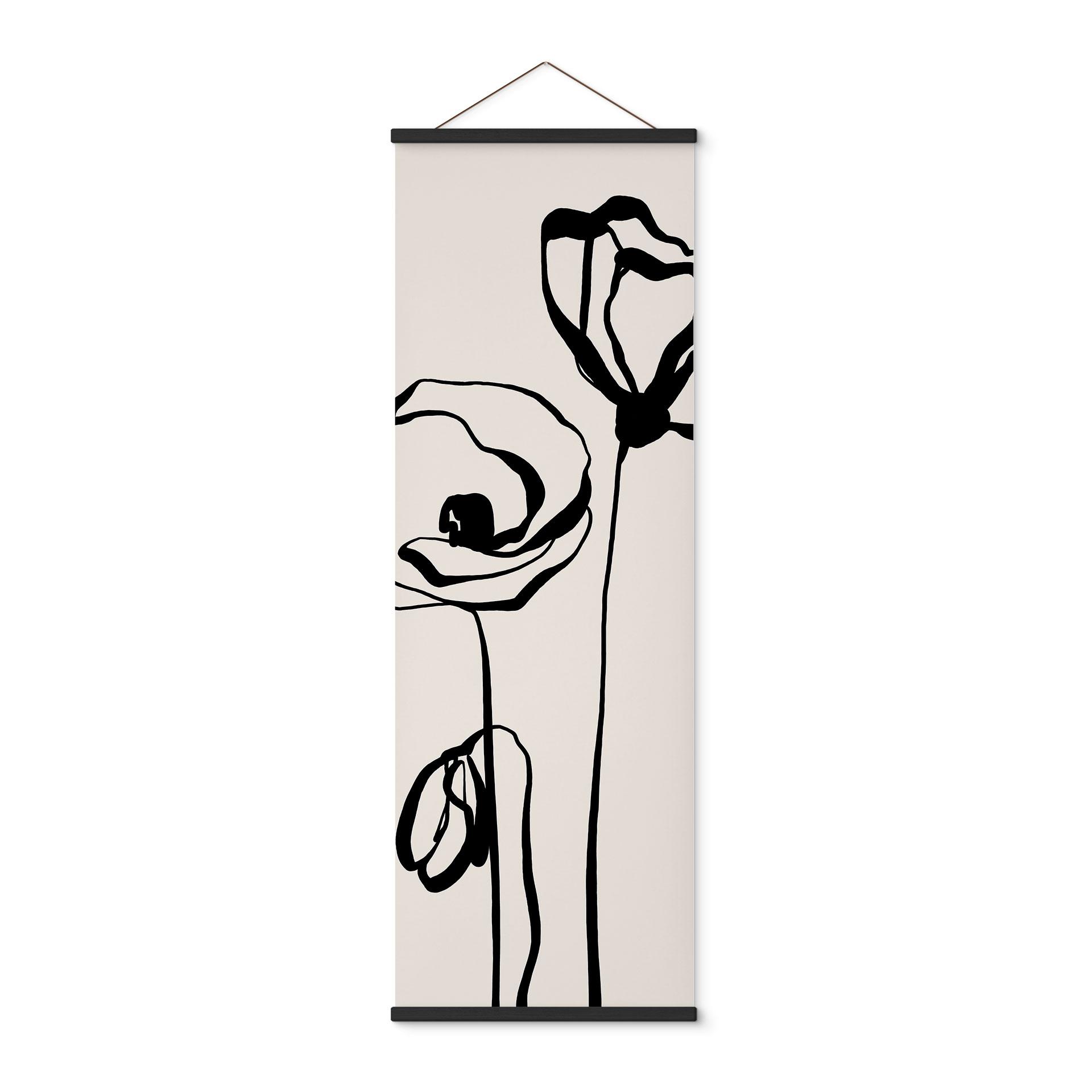 Tekstil plakat Line Art Two Poppies - Cats & Dotz - Panorama