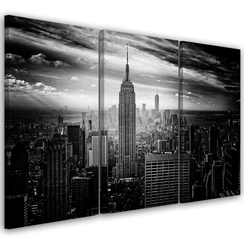3 stykke lærredstryk New York City sort og hvid