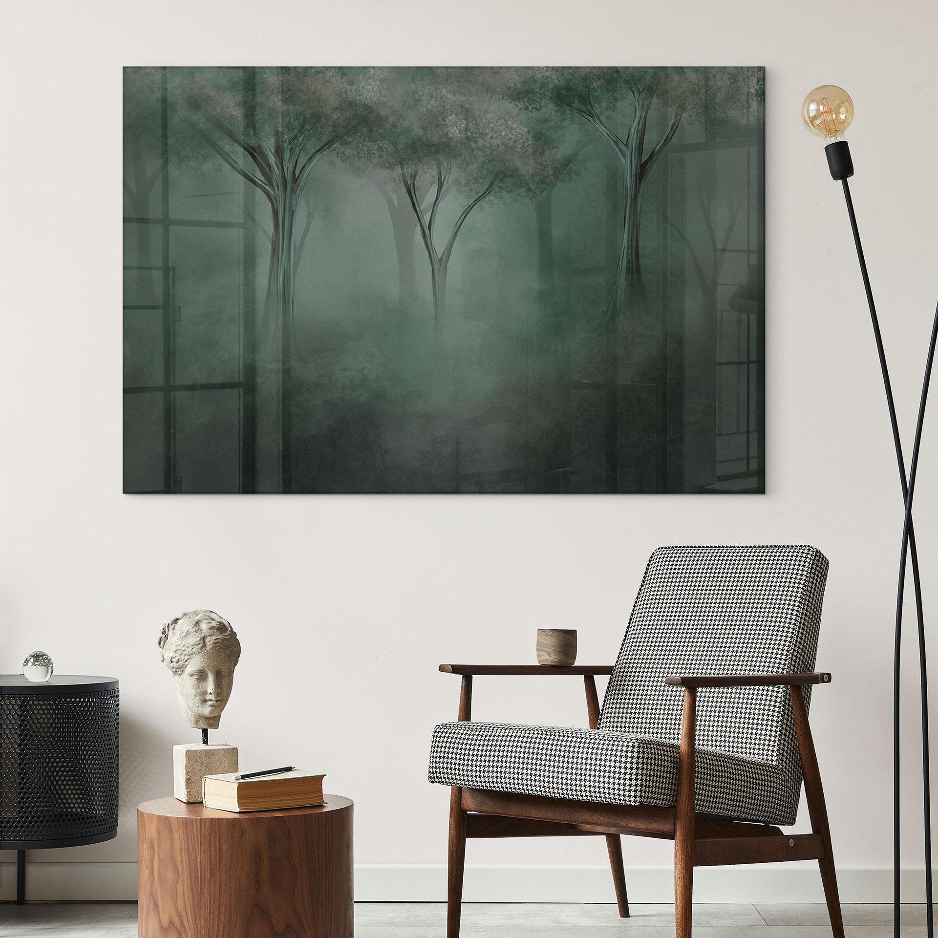 Acrylglasbild Waldmagie im Morgennebel Grün - Ms Tiff