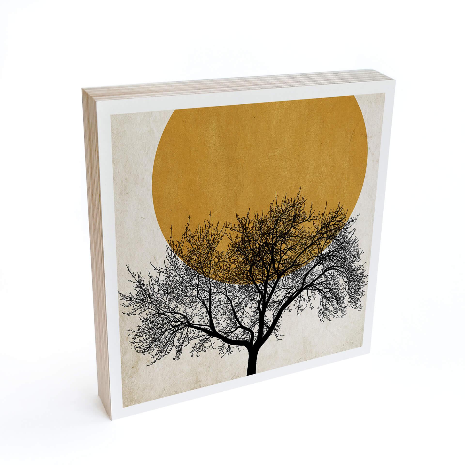 Billede af træ til at sætte op - Kubistika - Vintermorgen - 15x15 cm