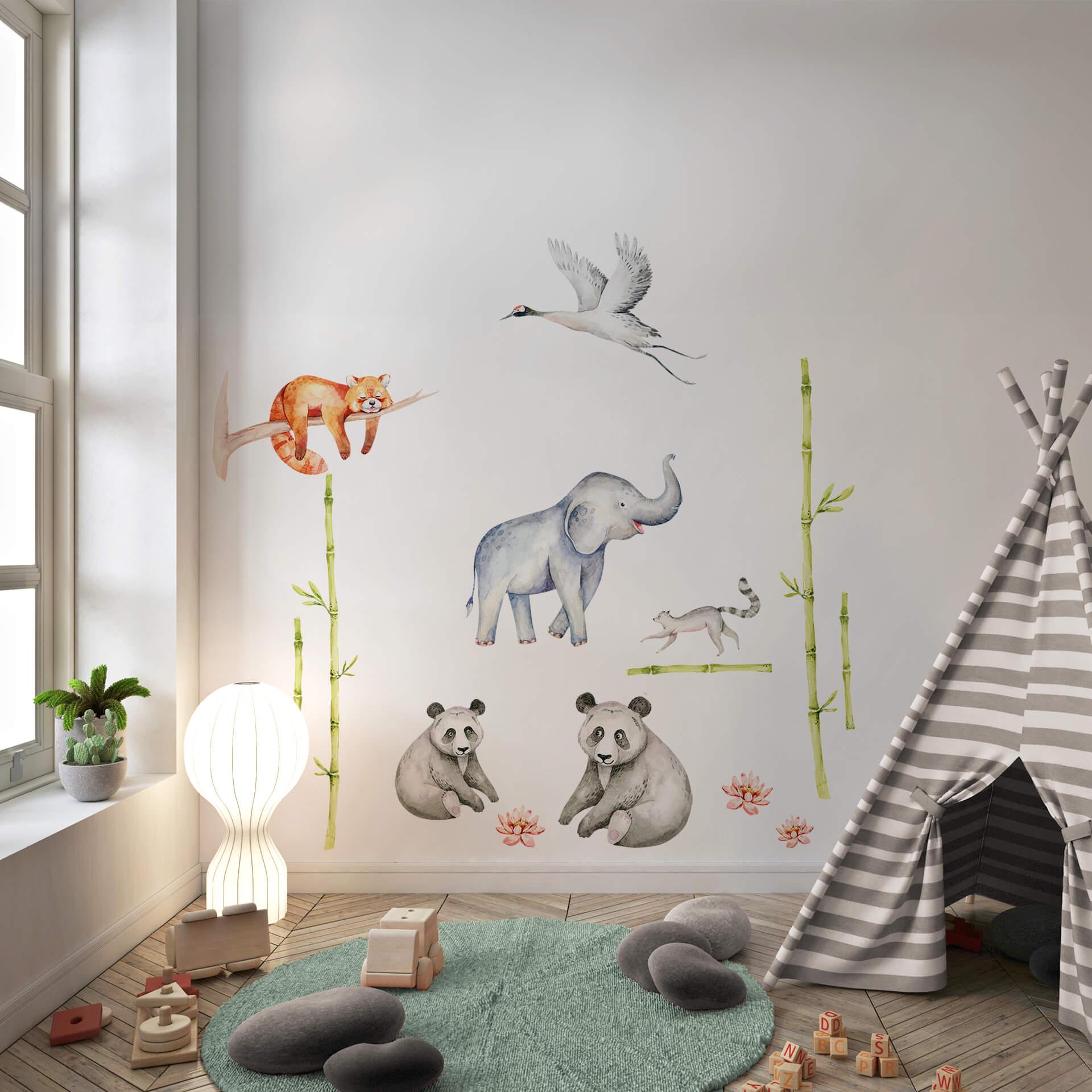Wallsticker Asiatiske dyr sæt (14 stk.) - Kvilis