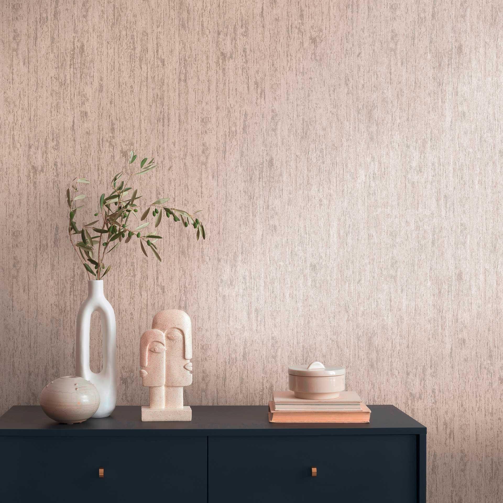 Tekstureret tapet i gråbrun - non-woven tapet med tekstil-look - moderne vægdesign