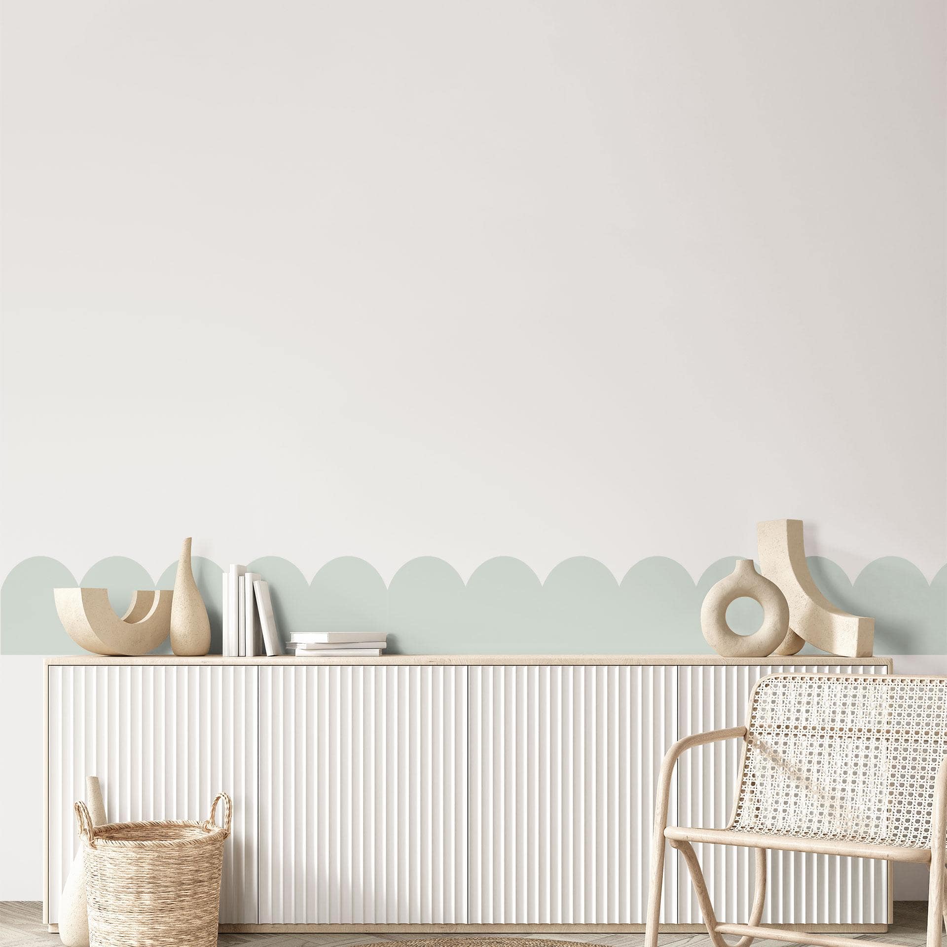 Sticker mural frise ondulée menthe pastel