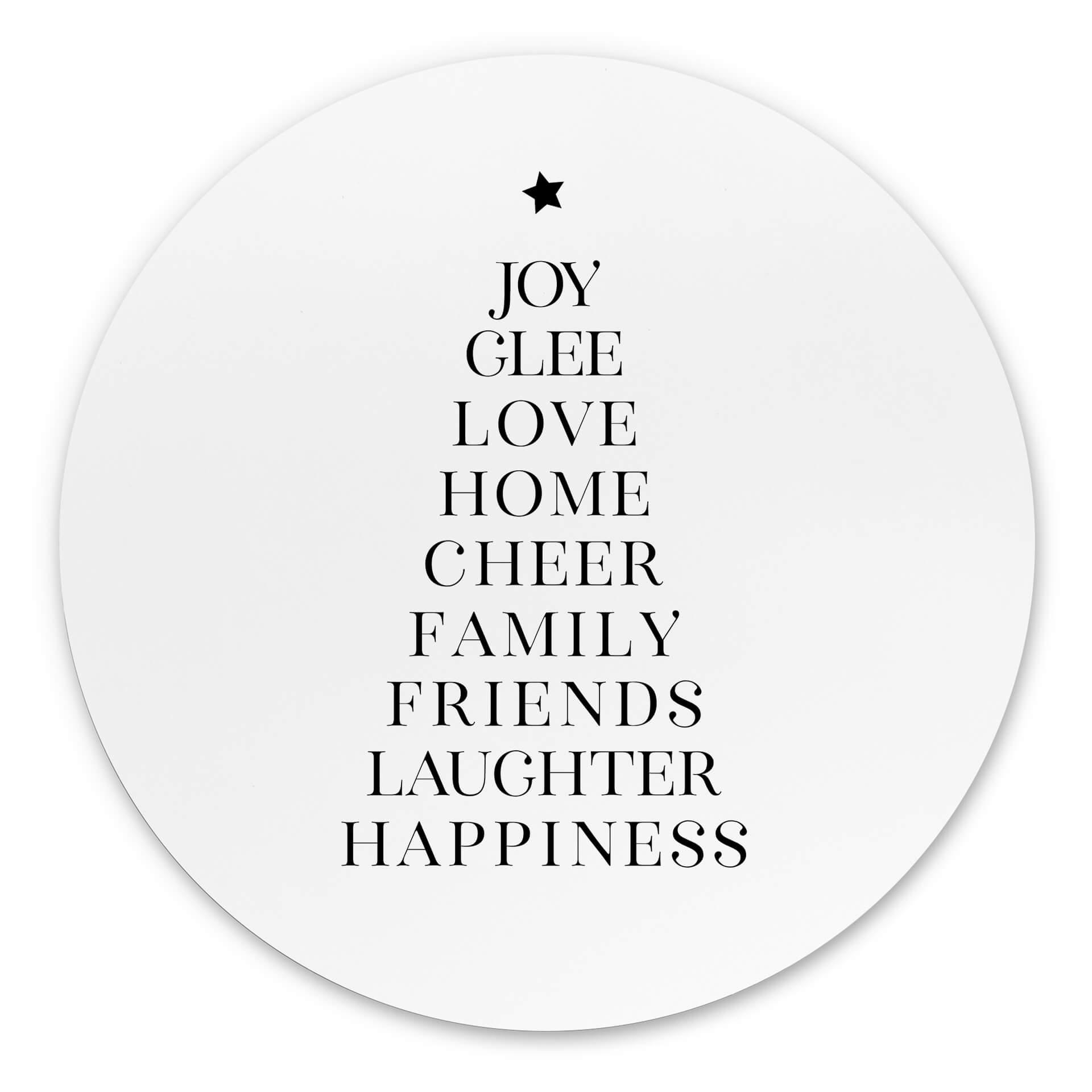 Vægcirkel Blursbyai - Christmas Tree Typography – print på aluminium (Alu-Dibond)