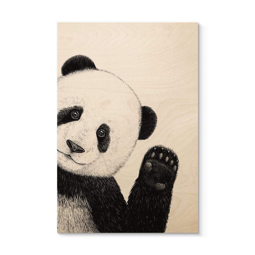 Træbillede Vinkende panda - Korenkova