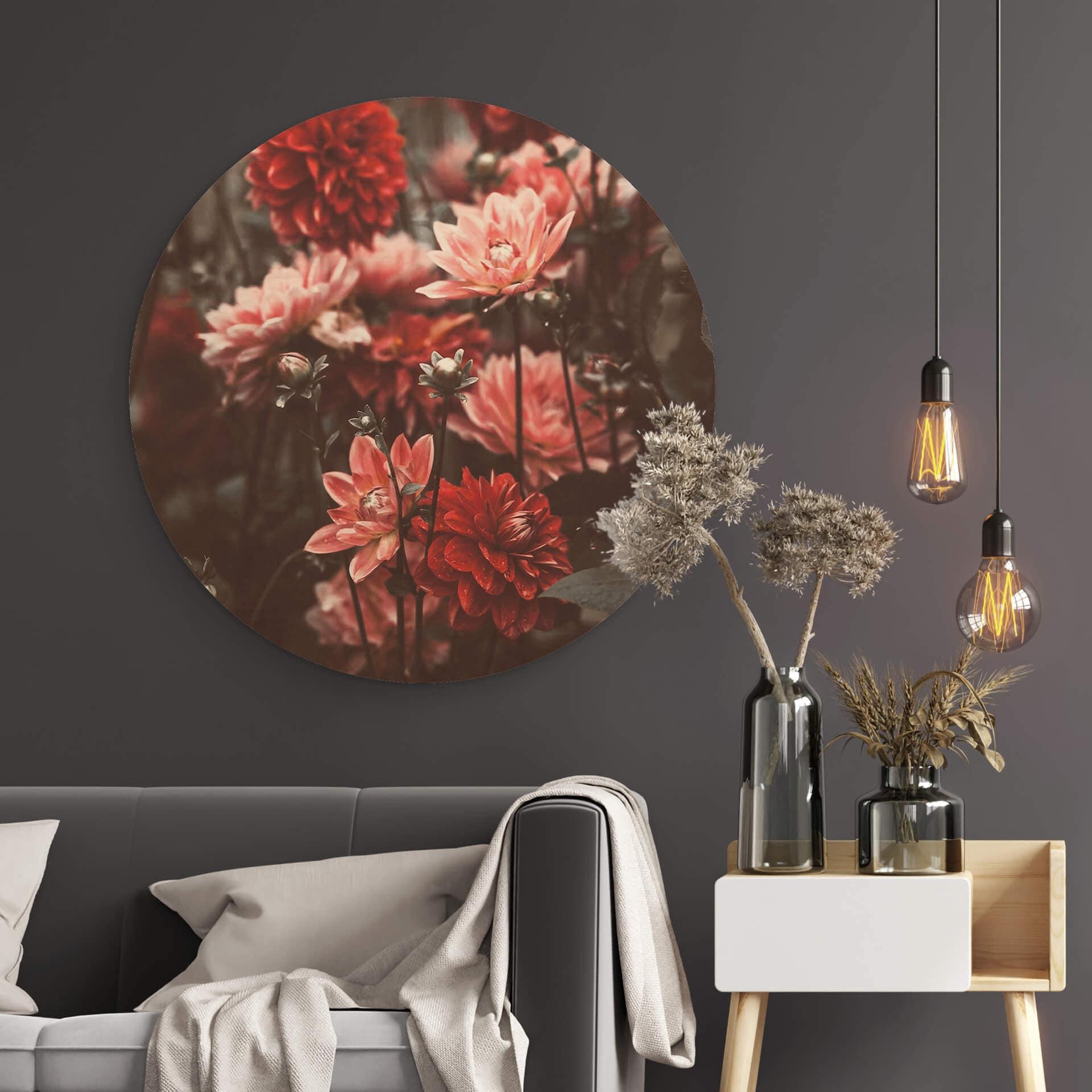 Annie Billede af træ - Sommerblomster - Rund