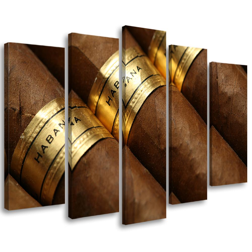 5 stykke lærredstryk, cubansk cigar