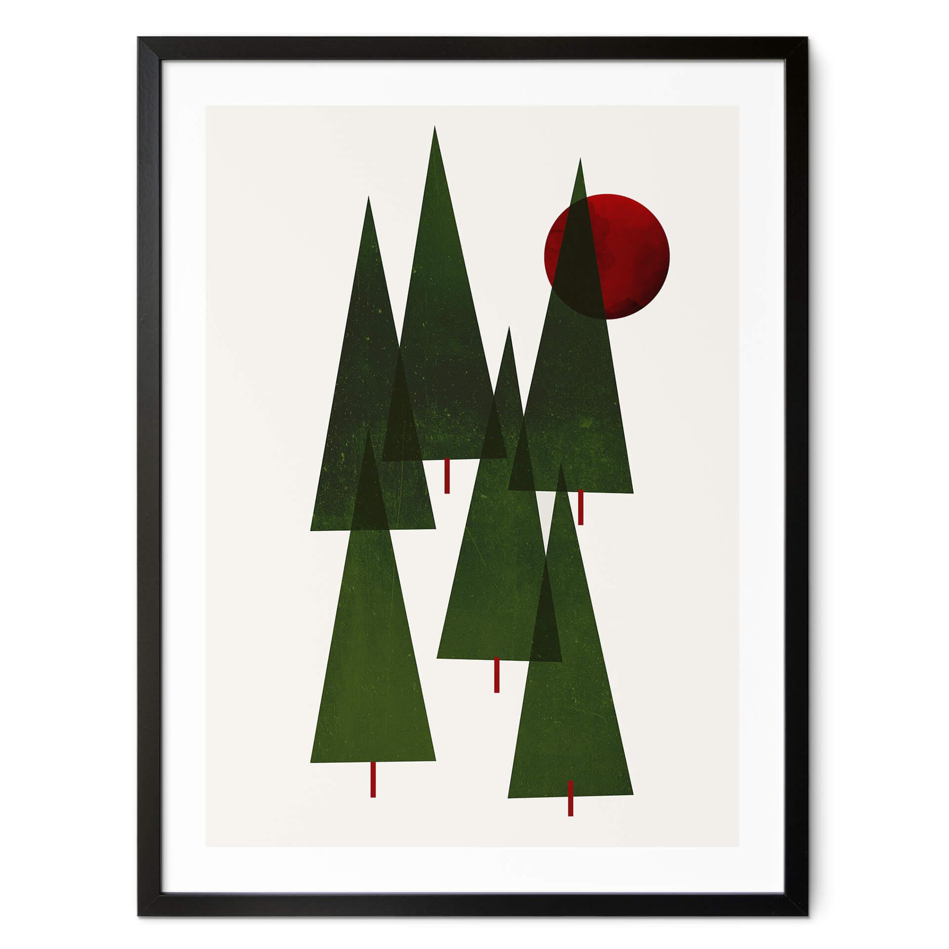 Póster Kubistika - Pequeño bosque de abetos