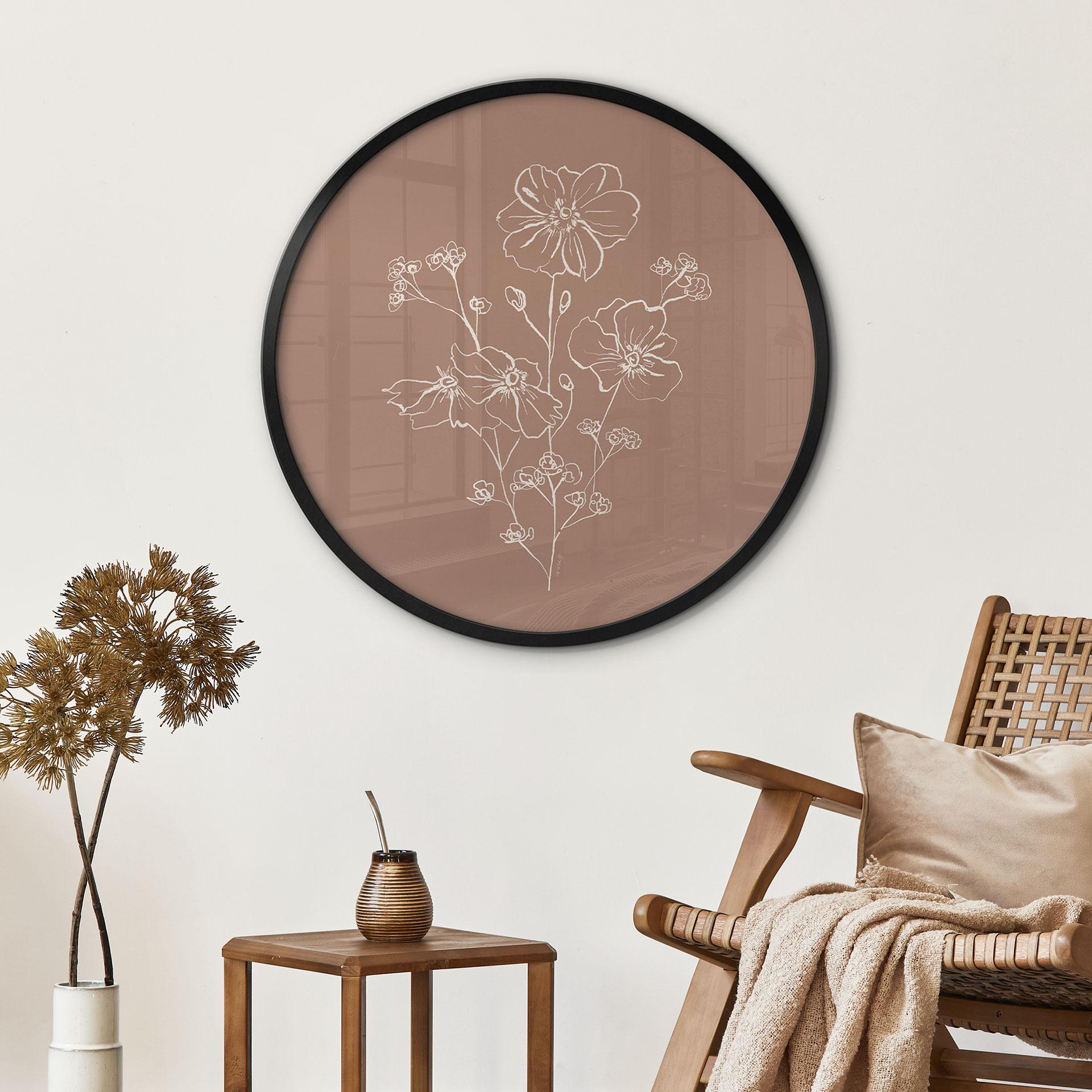 Poster Wilde Roos Boeket Mokka Mousse - Anijs Illustratie - Rond