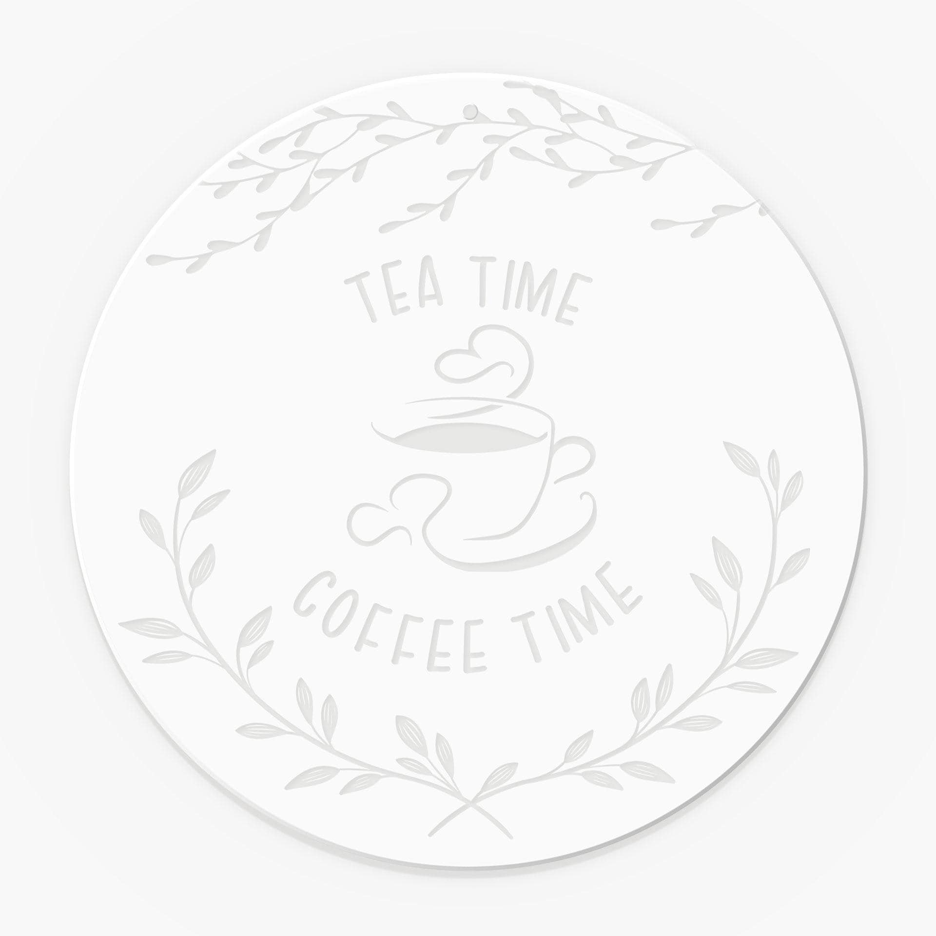 Stampa su acrilico, immagine per finestra da appendere Time out con caffè e tè - Rotonda