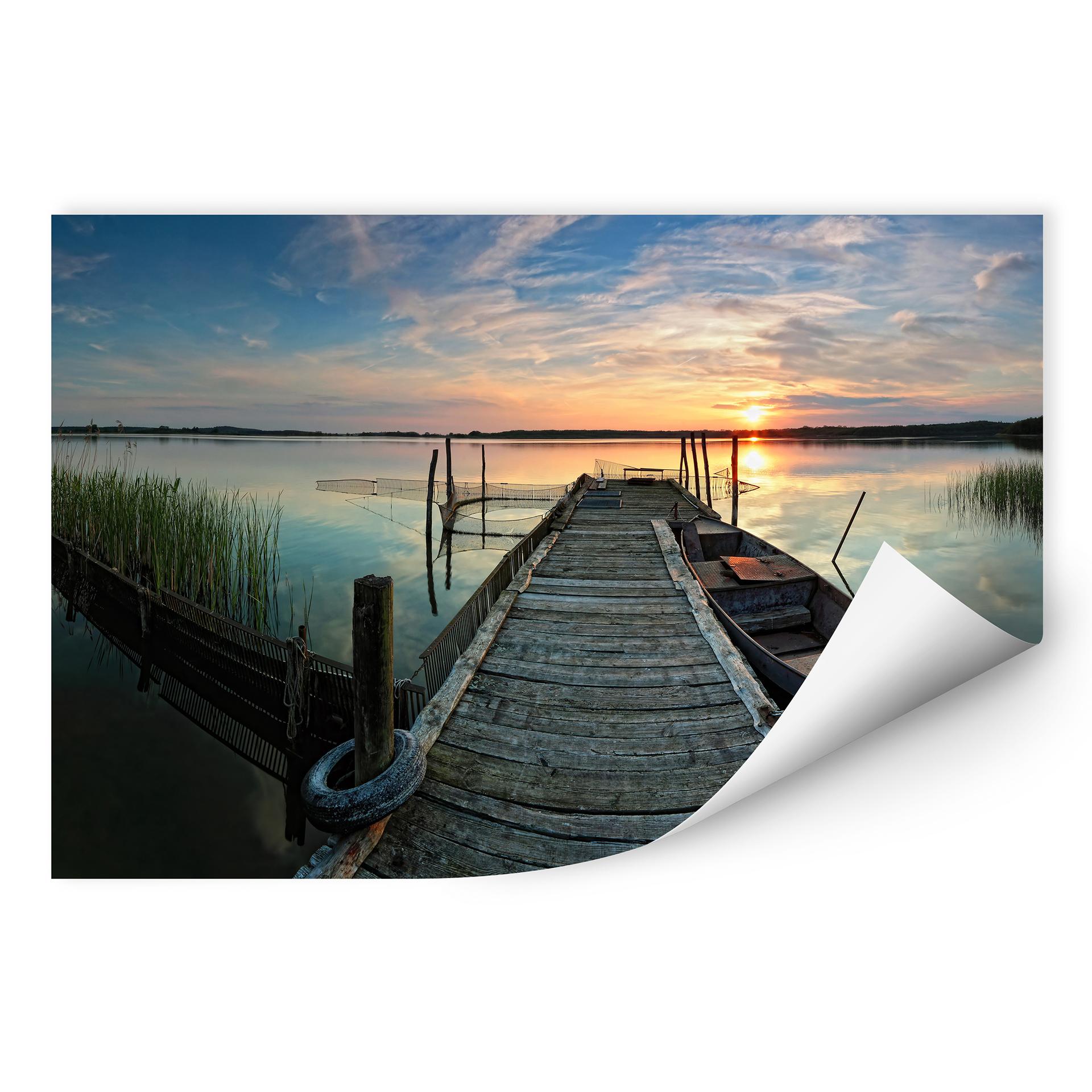 Zelfklevende Poster Sunset at the Lake