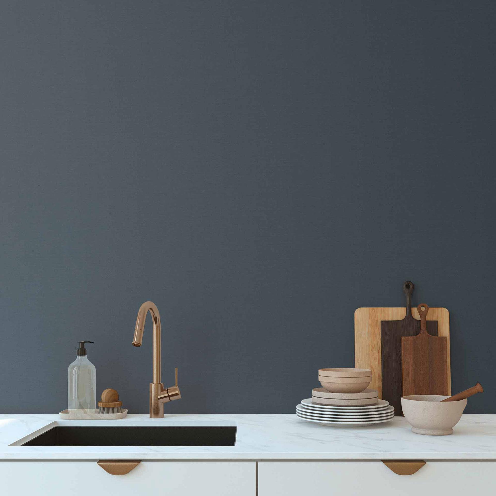 Vliesbehang donkerblauw effen behang van A.S. Creation modern eenheidsbehang blauw mat