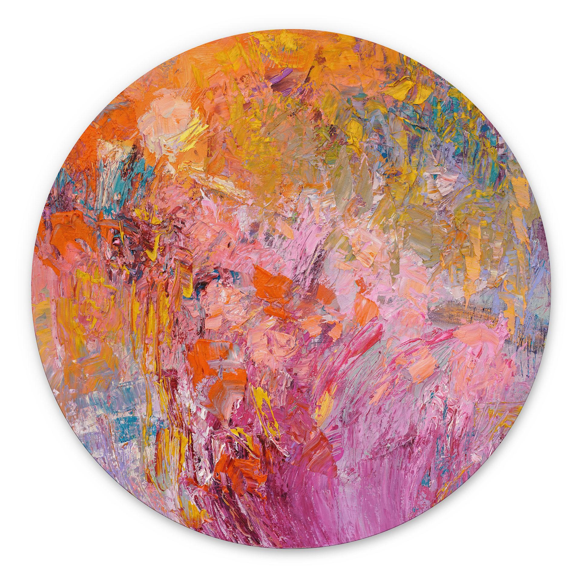Wandbild Abstrakter bunter Rosengarten - Fagan - Alu-Dibond - Rund