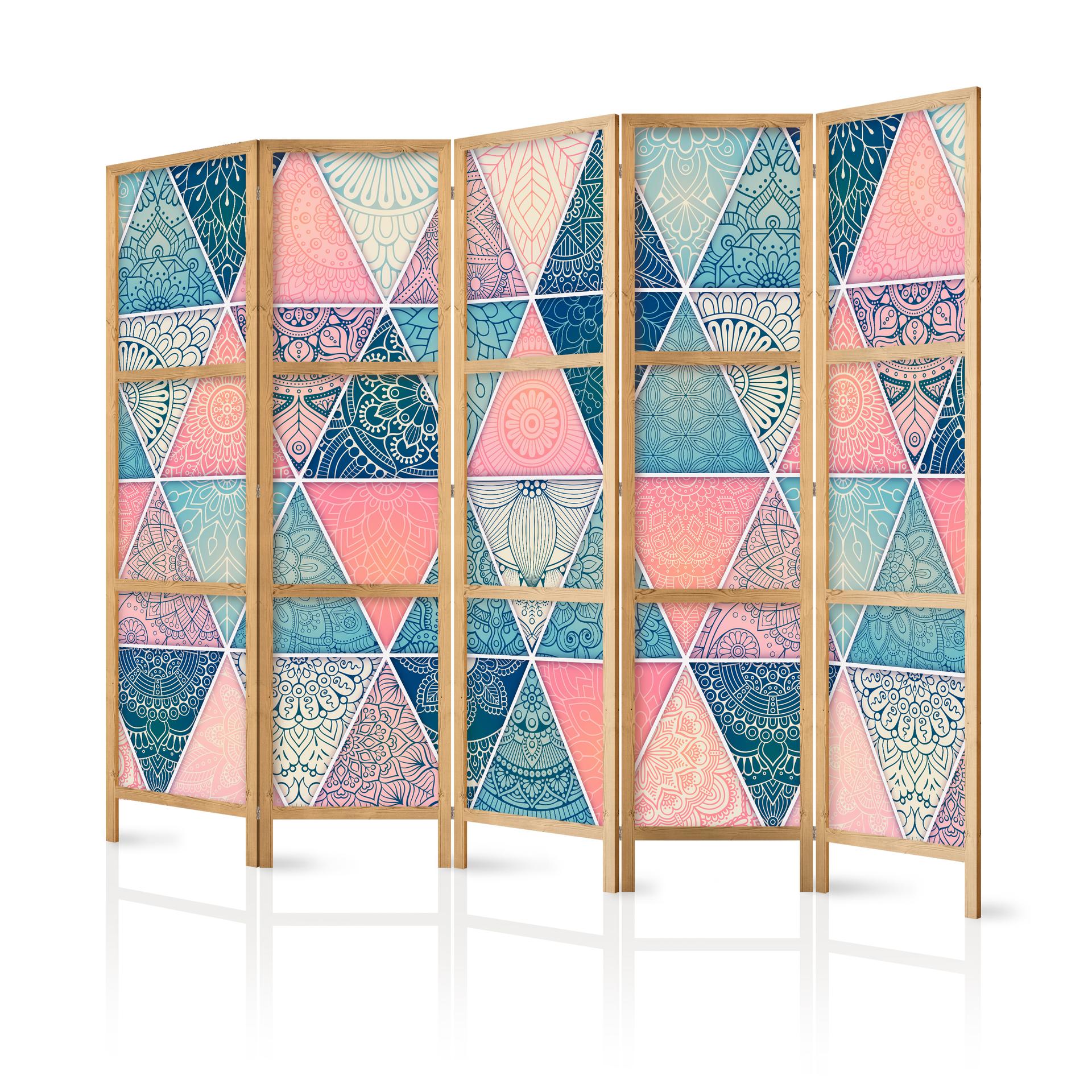 Parete divisoria giapponese pieghevole - Patchwork orientale, 3 pezzi