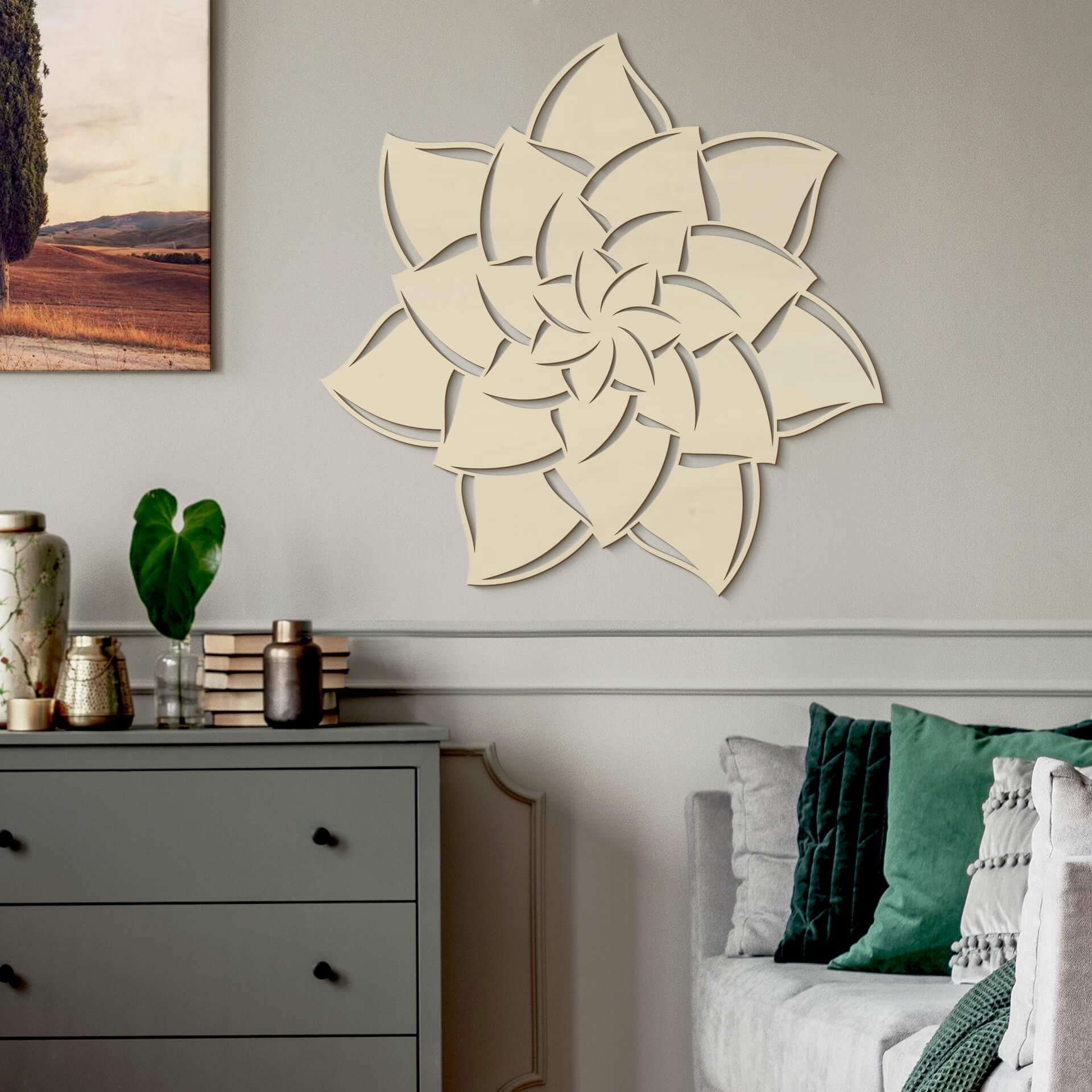 Arte en madera de álamo - Mandala flor 02
