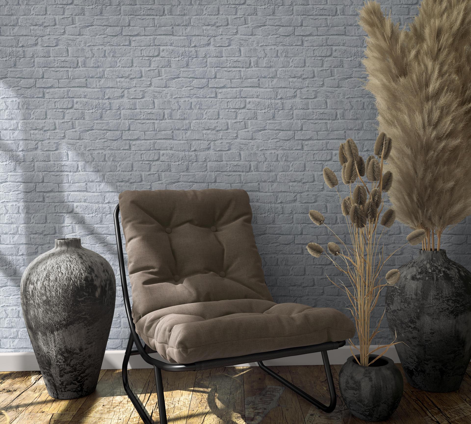 vliesbehang met 3D steeneffect grijs steeneffect