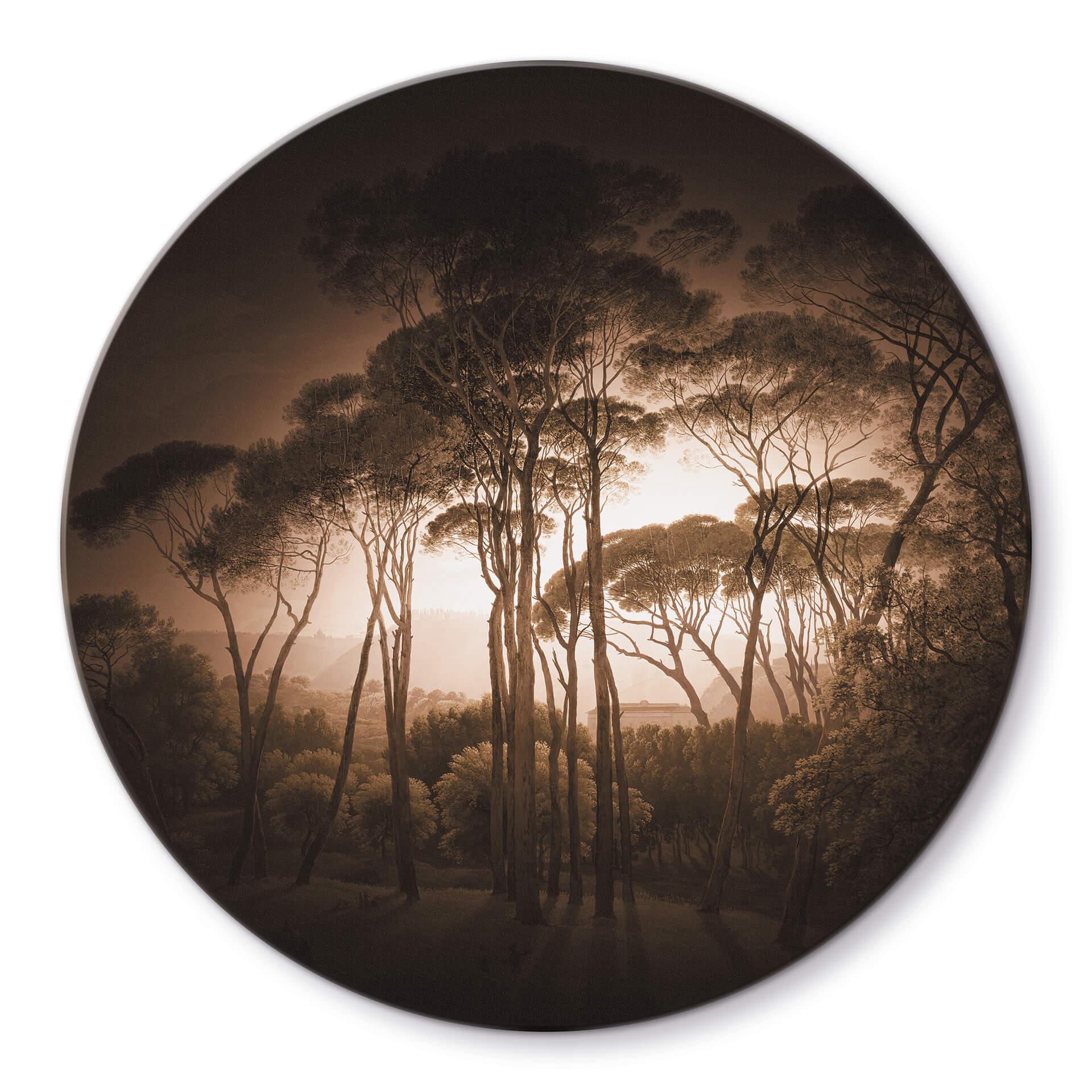 Glasschilderij Parasoldennen in Italiaans Landschap - Sepia