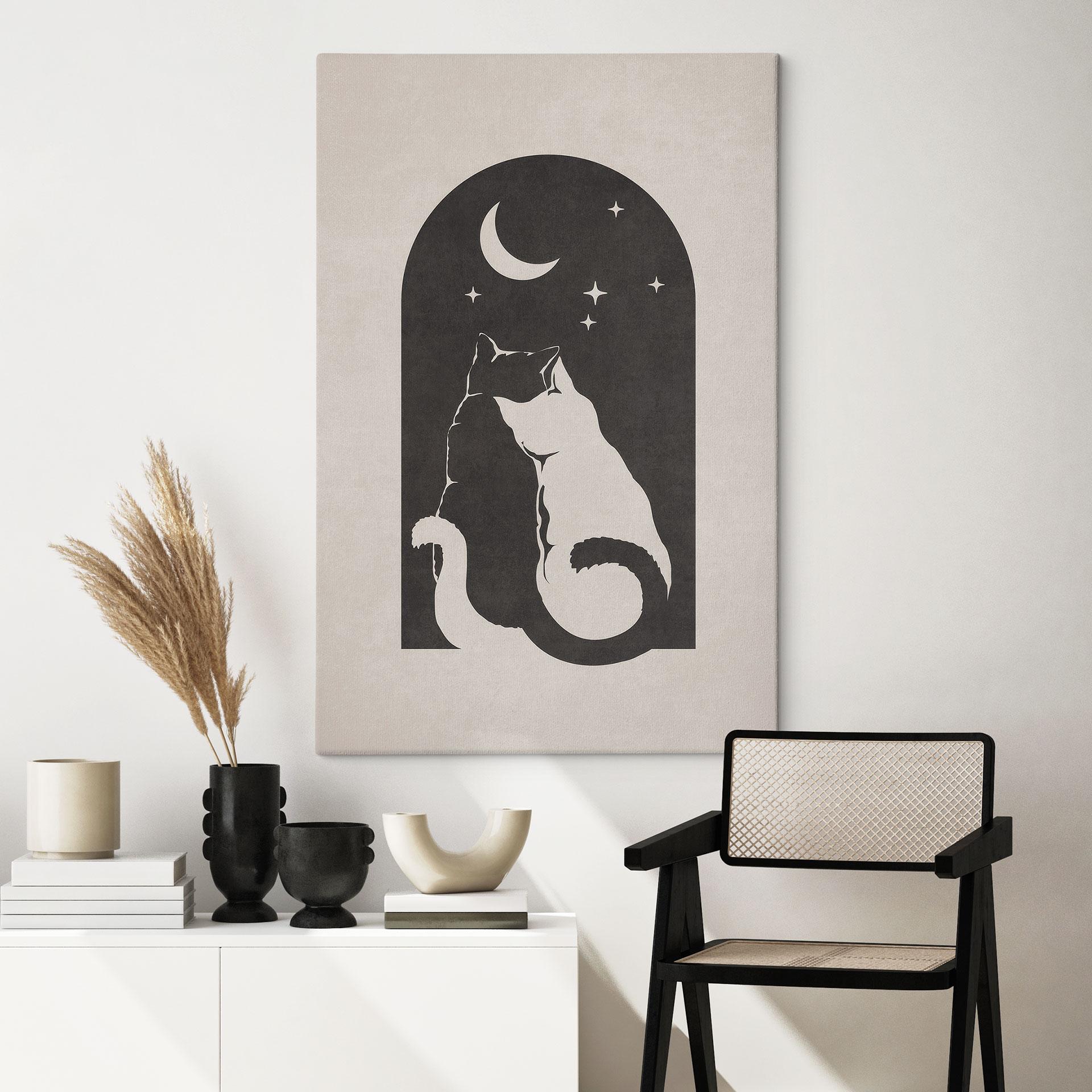 Canvasbillede To katte i måneskinnet - Tunaboylu