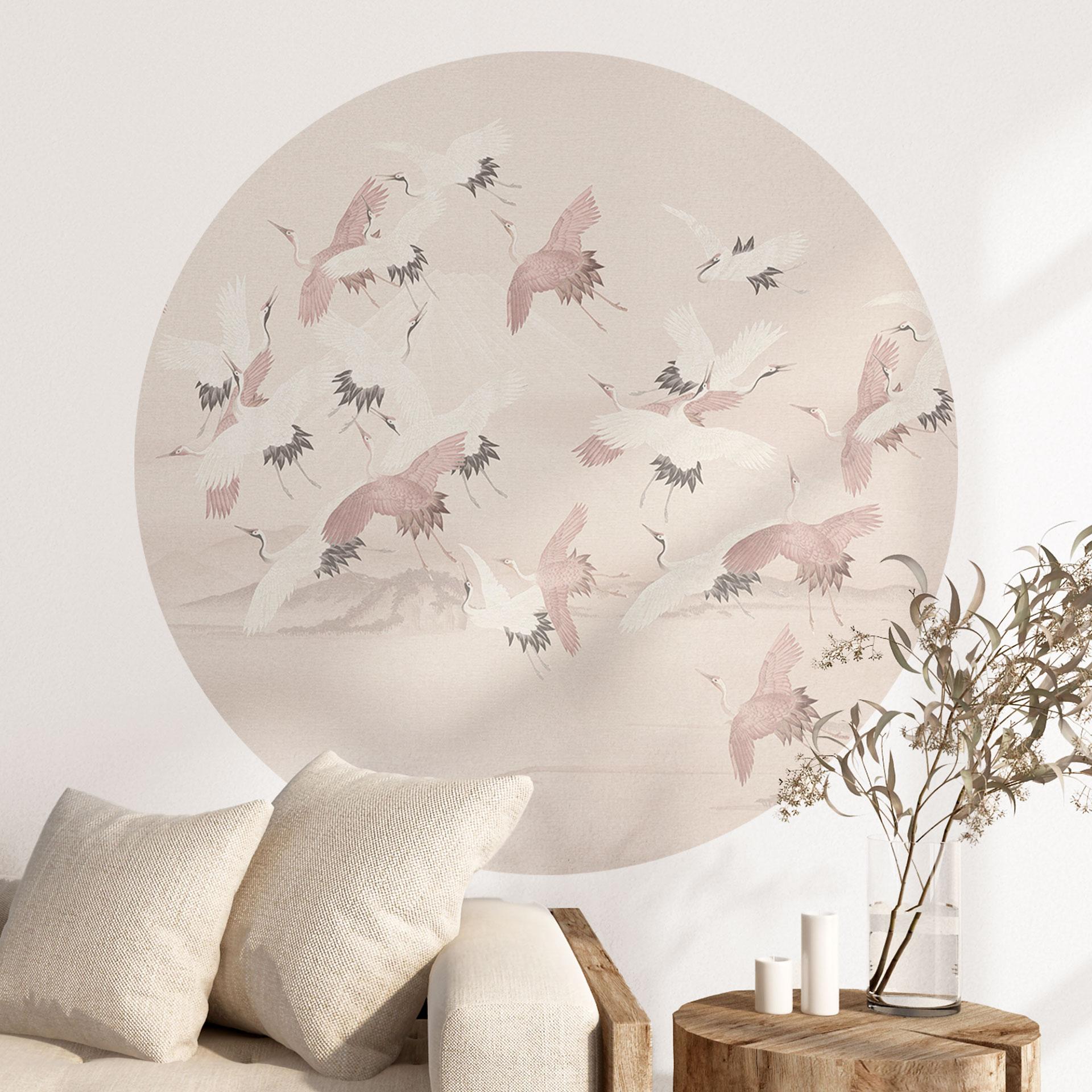 Wallsticker Kraner over søen - Bloomery Decor - Rund
