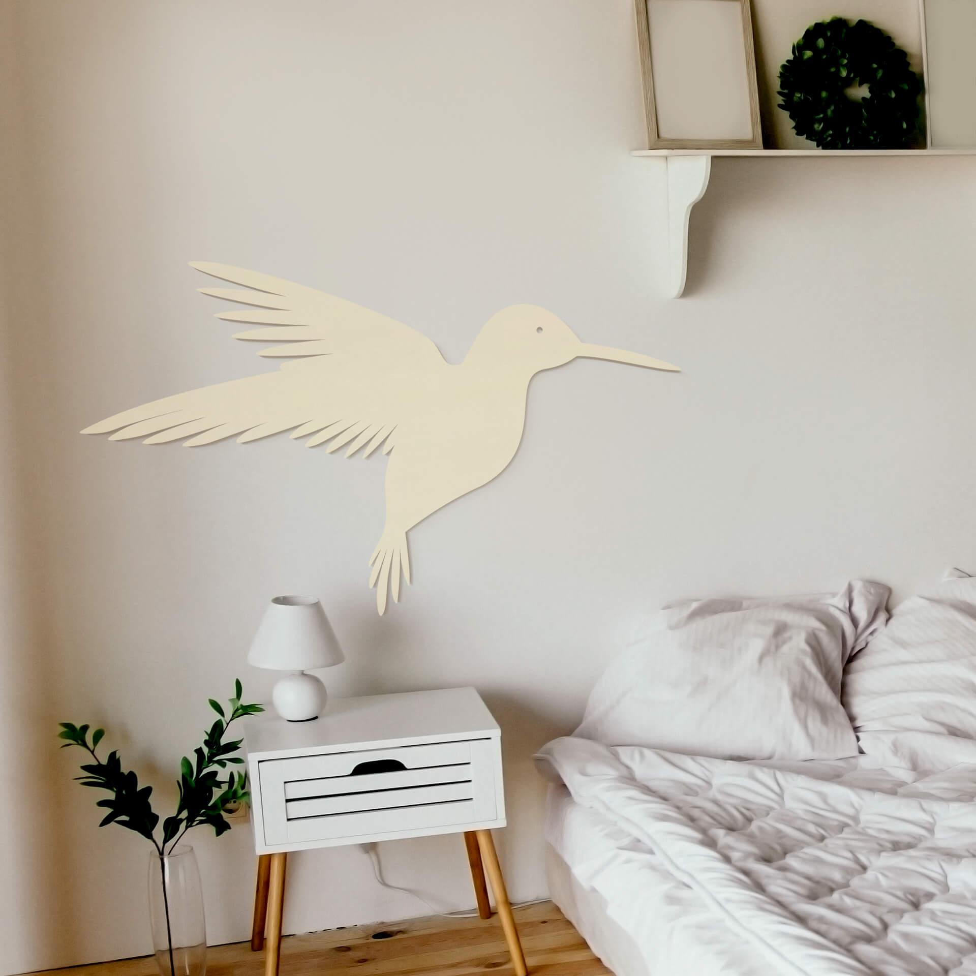 Décoration murale en bois placage peuplier - Colibri