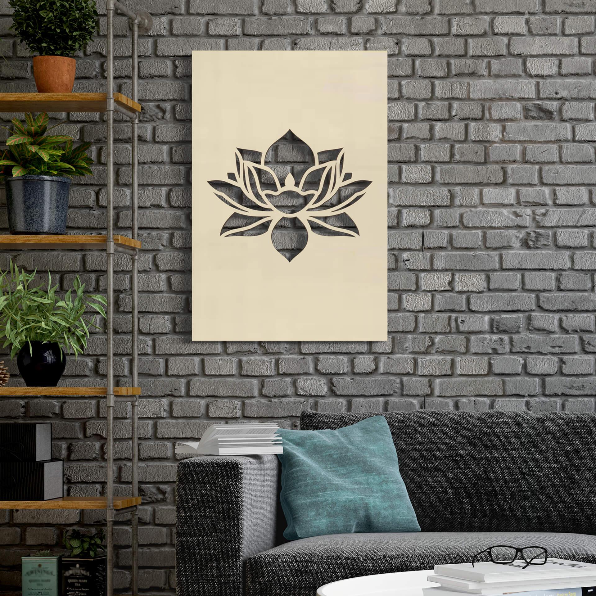 Décoration en bois - Fleur de Lotus - Placage de peuplier