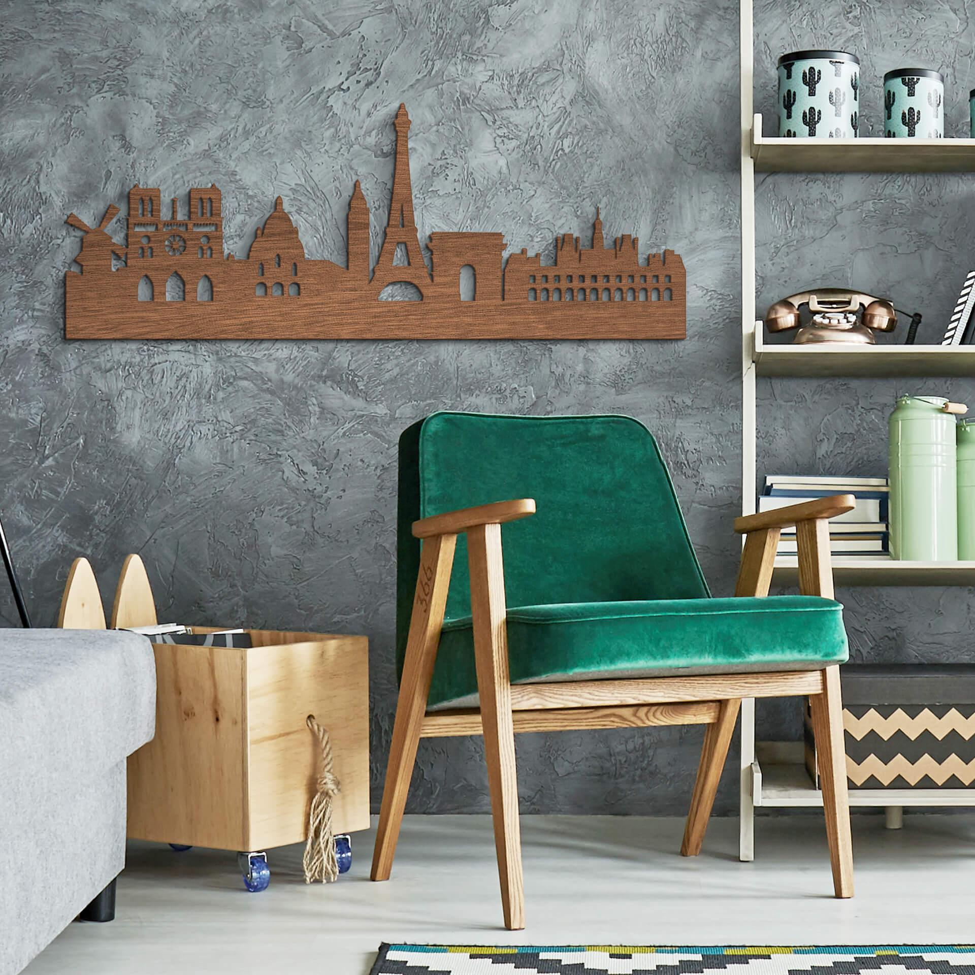 Houten Decoratie - Skyline Parijs