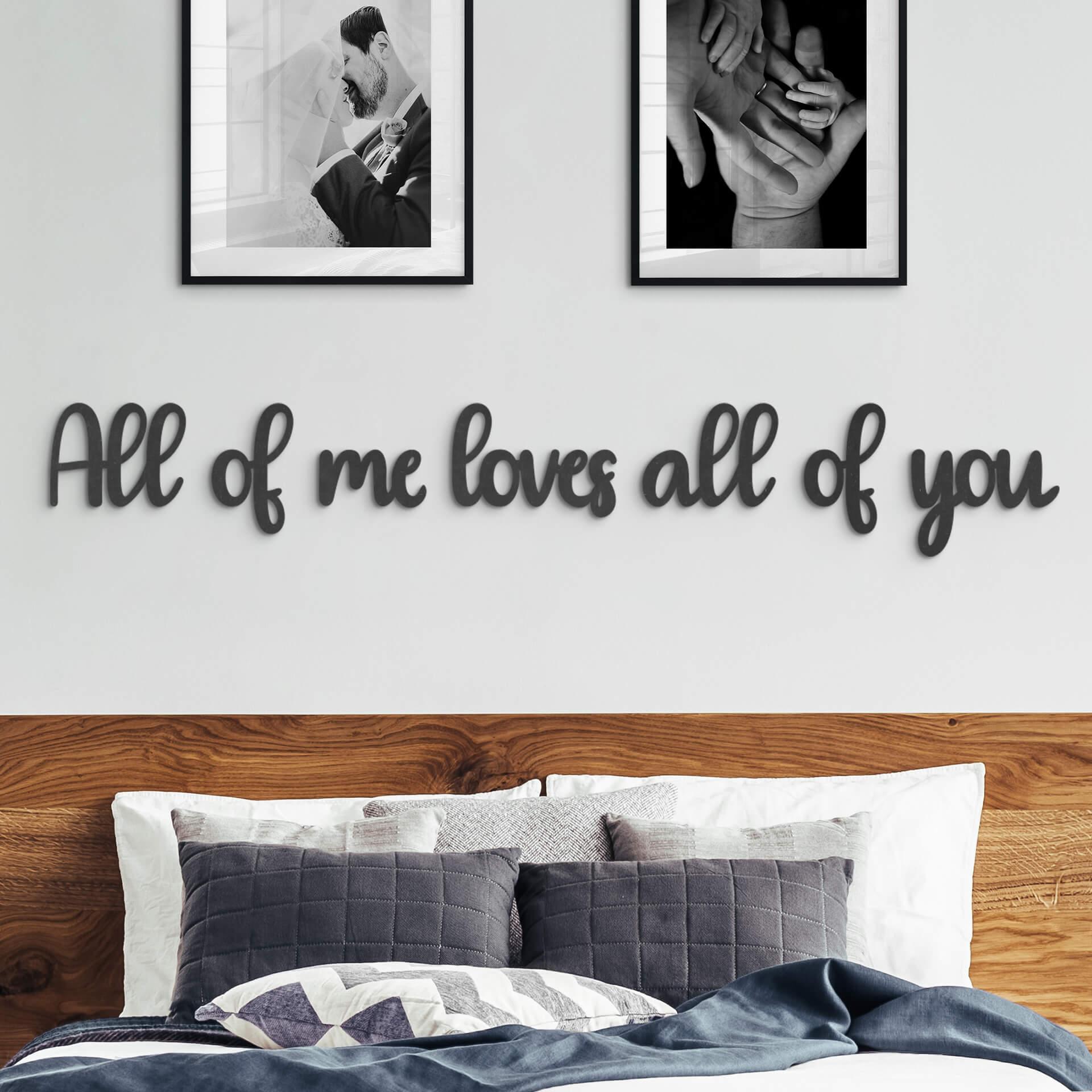 MDF - Decoración en madera - Letras 3D All of me loves all of you