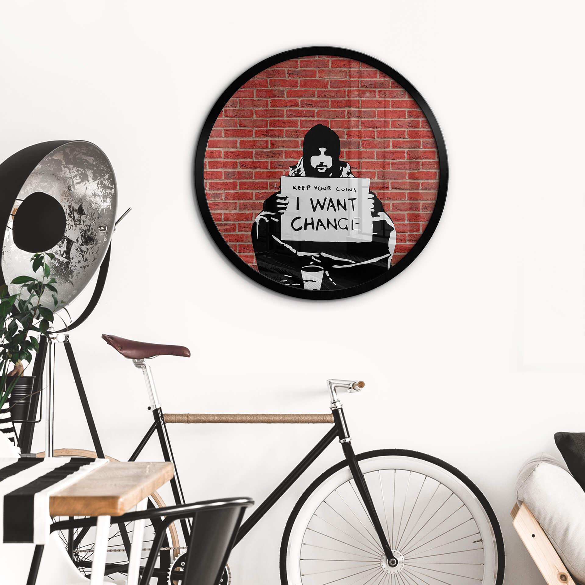 Póster Banksy - Guardar monedas - Redondo