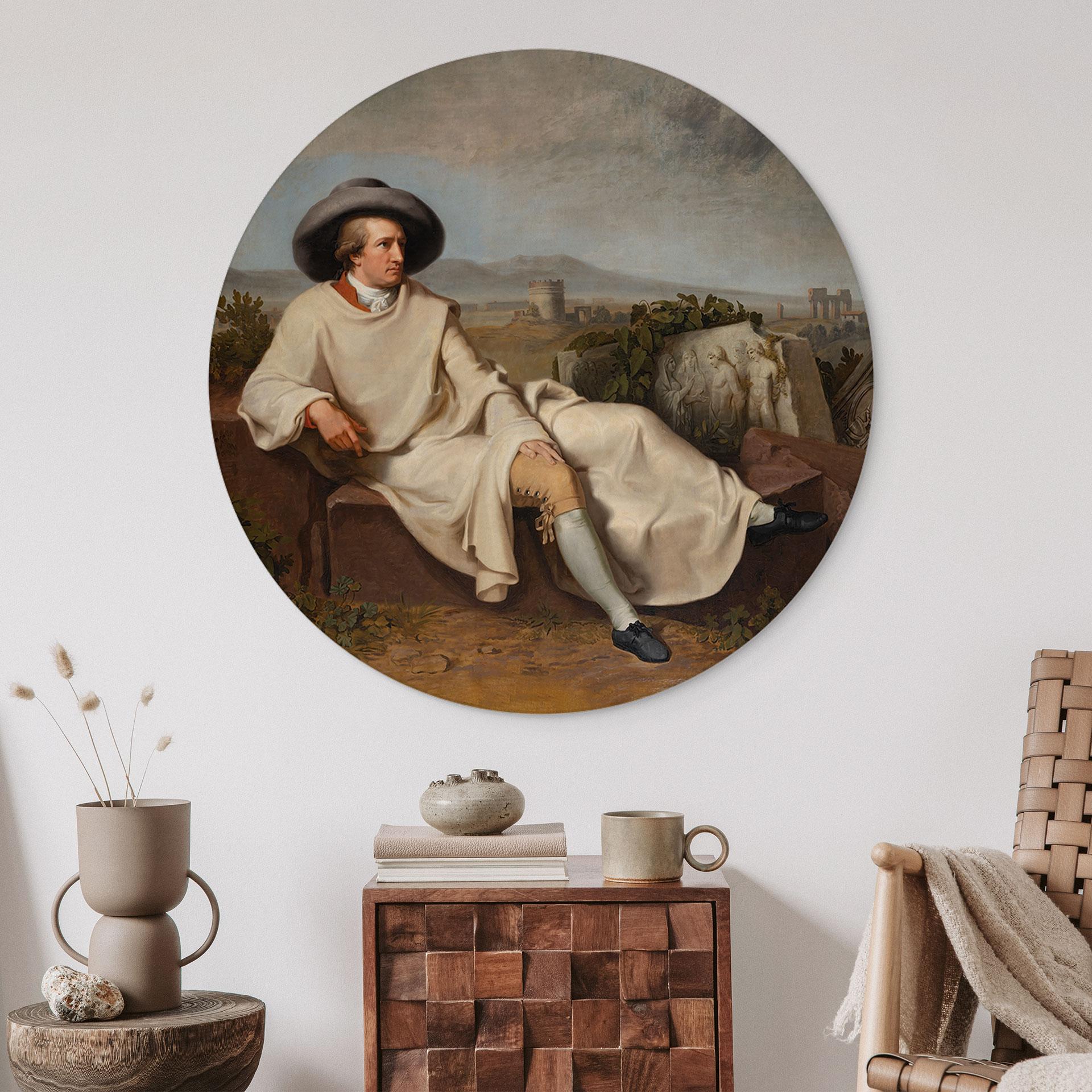 Billede Tischbein - Goethe i den romerske Campagna - rund – print på aluminium (Alu-Dibond)