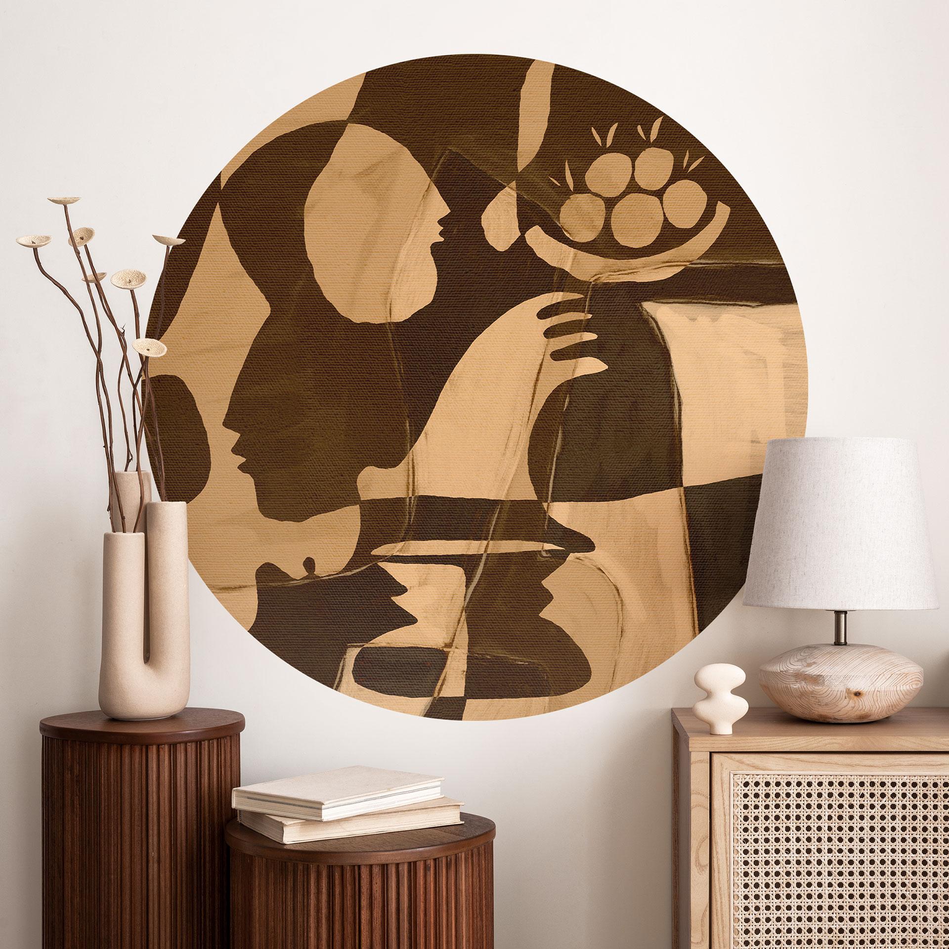 Wallsticker Abstrakt komposition i varme jordfarver - Al Dafai - Rund