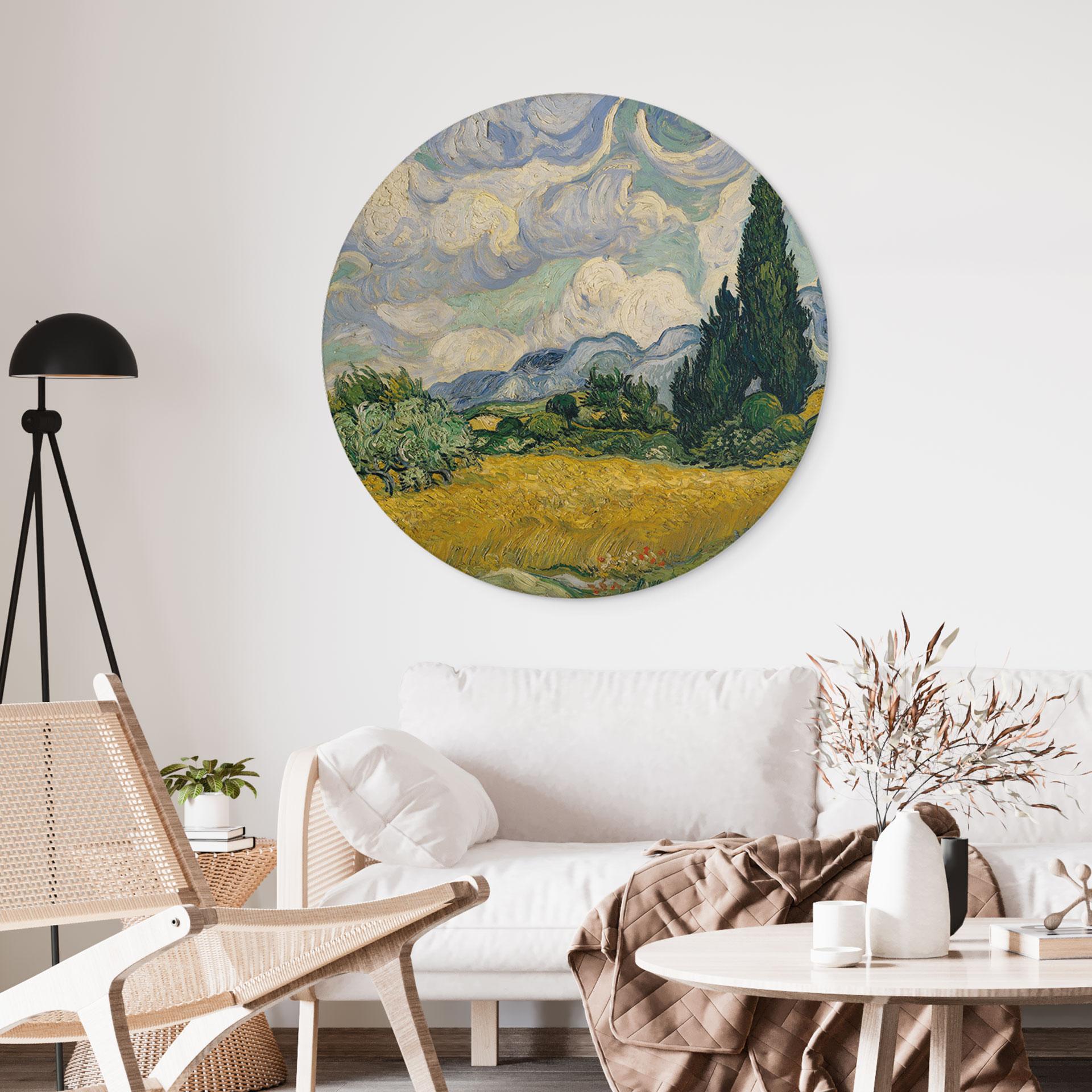 Væg cirkel træ Van Gogh - Hvedemark med cypresser