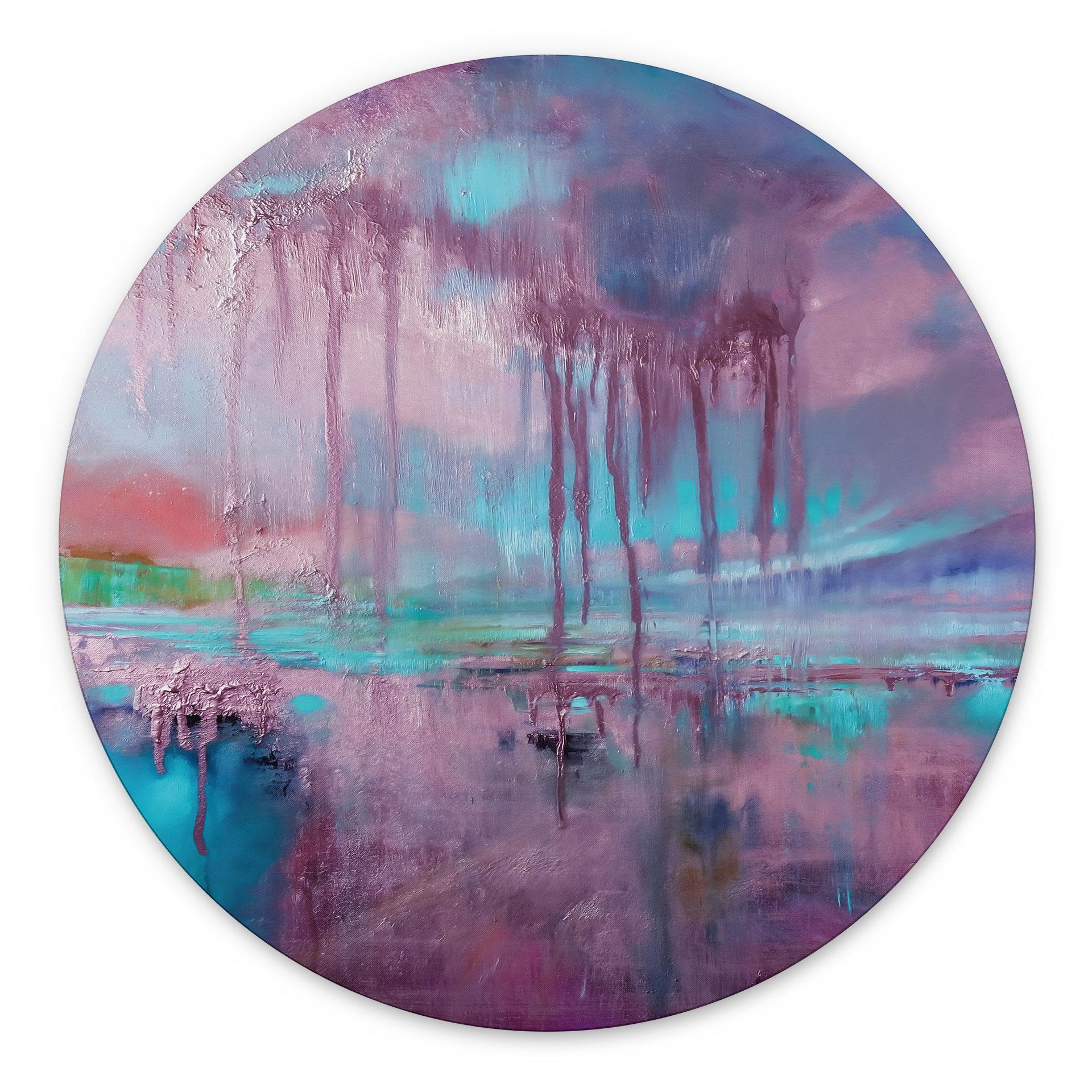 Billede Violet regn over blå dis - Schmucker - rund – print på aluminium (Alu-Dibond)