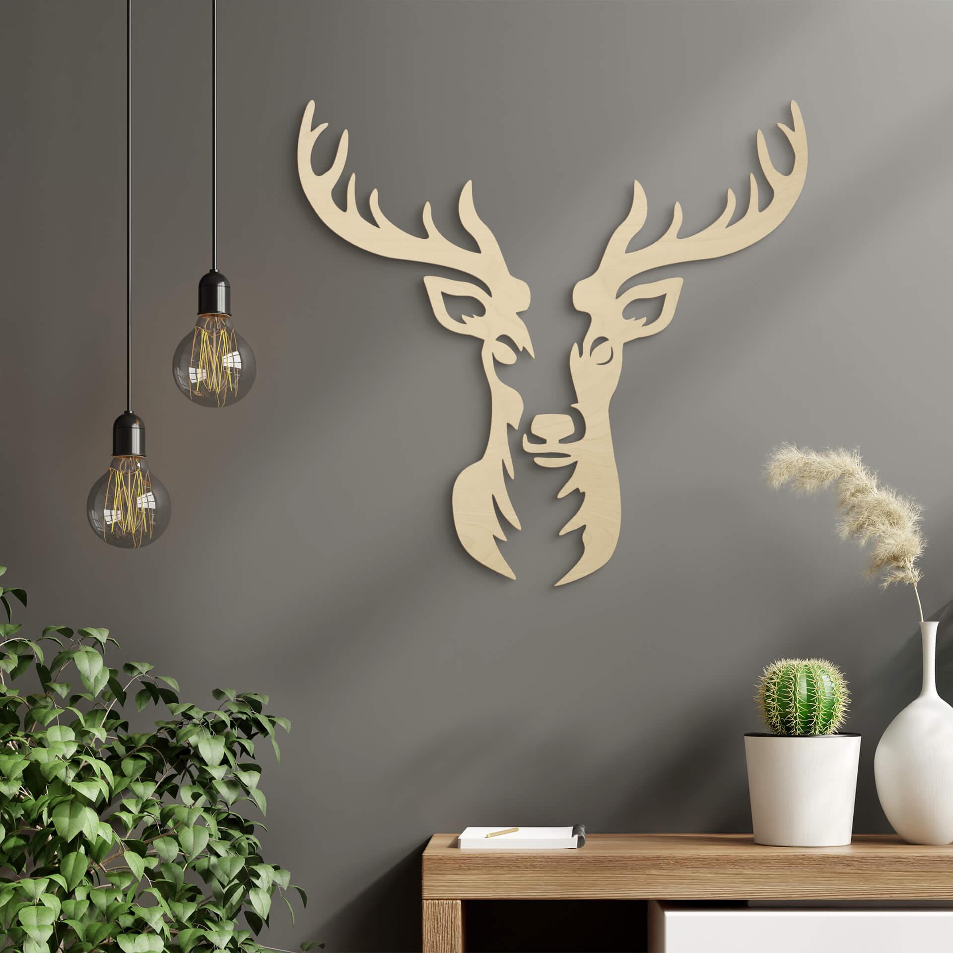 Decoración en madera álamo - cabeza de ciervo