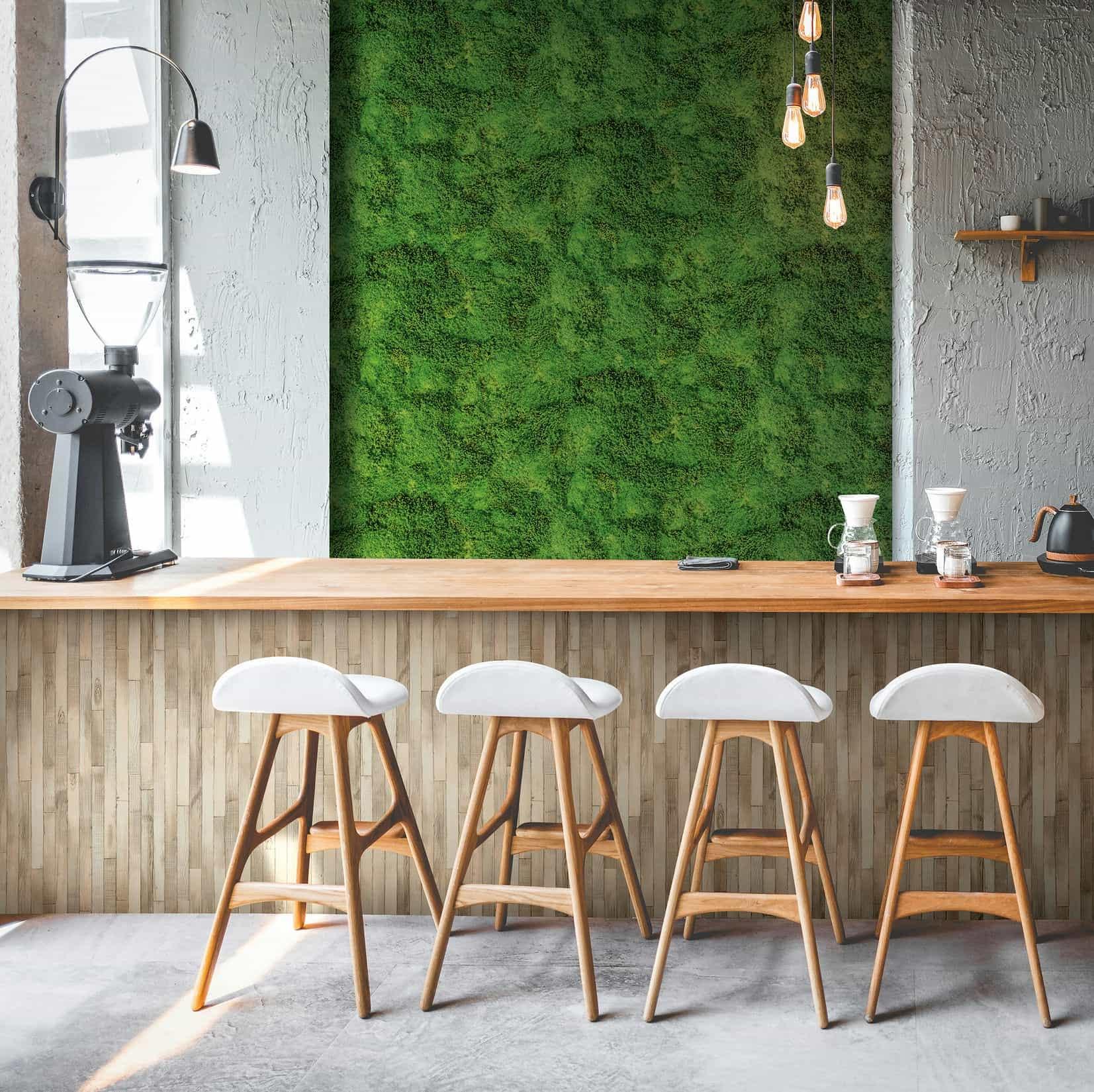 Vliesbehang in moslook groen gebloemd
