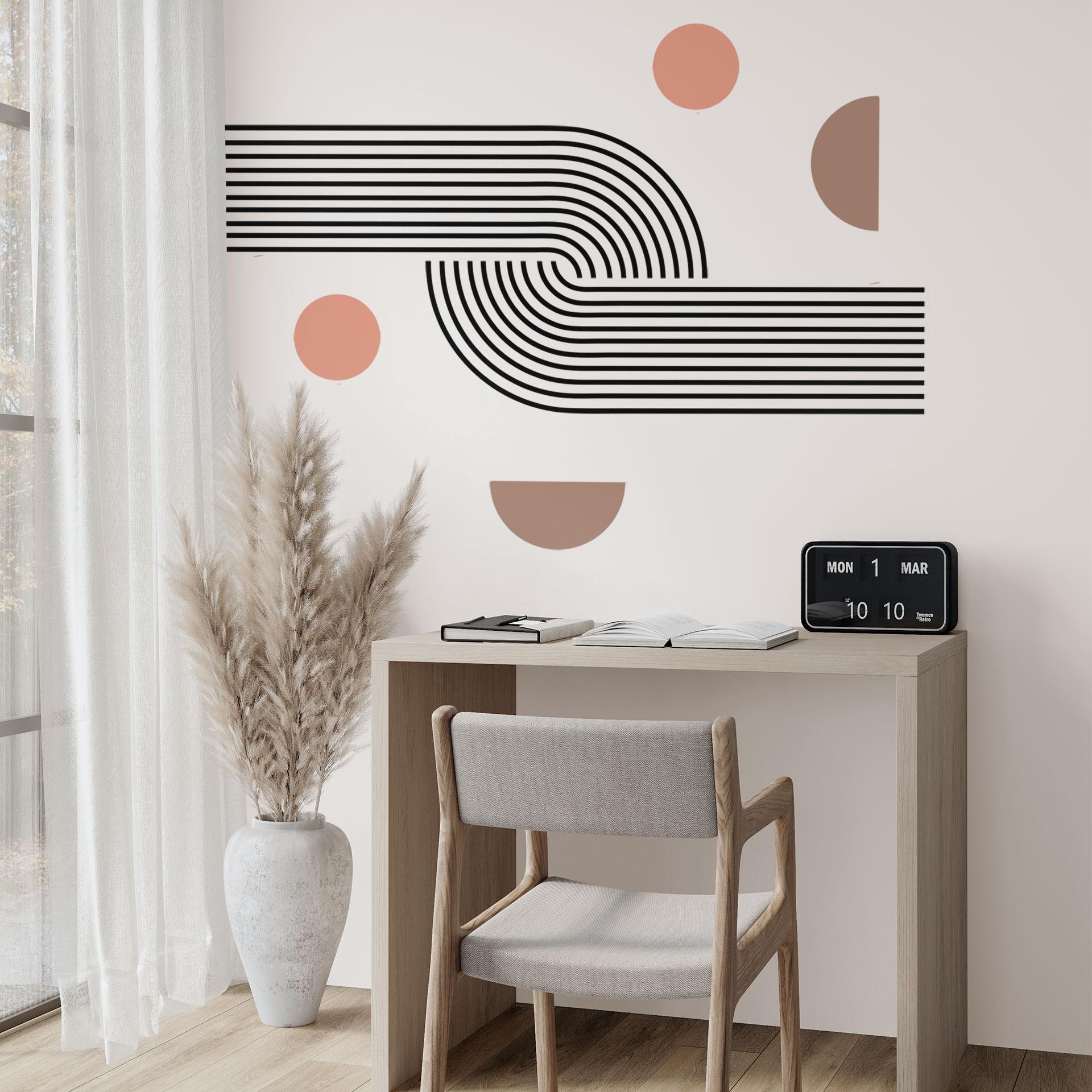 Wallsticker geometri af linjer og cirkler