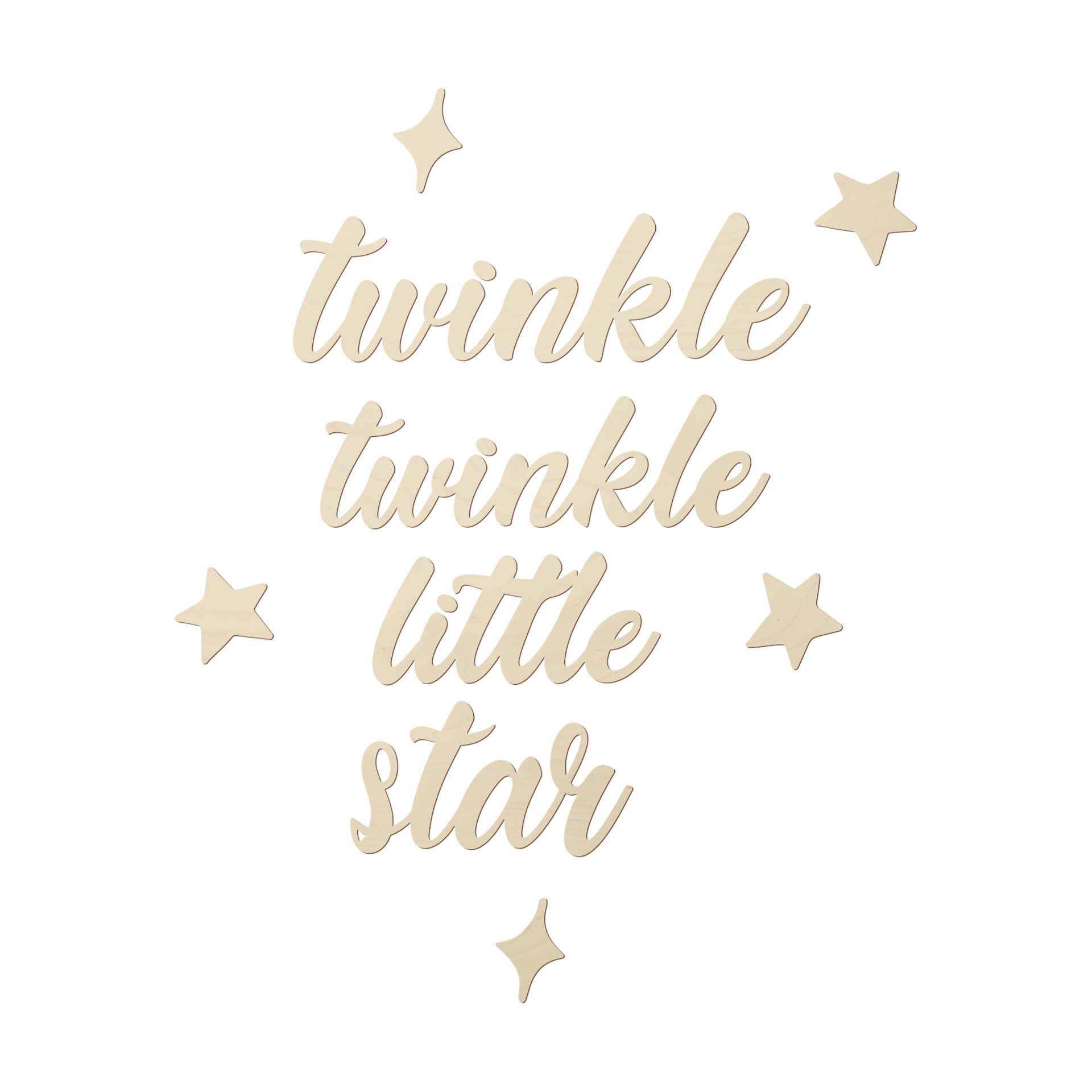 Spruch Holzdeko - Twinkle twinkle little star - Kinderzimmer - Pappel