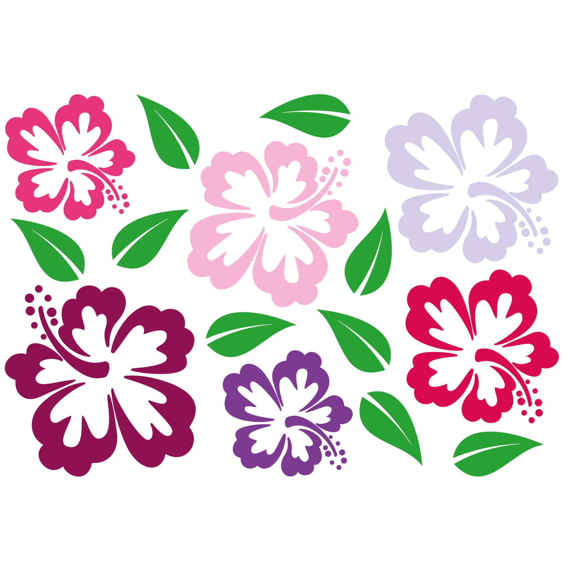 Muursticker Hibiscus Bloemen incl. 3 wandhaken Bullet