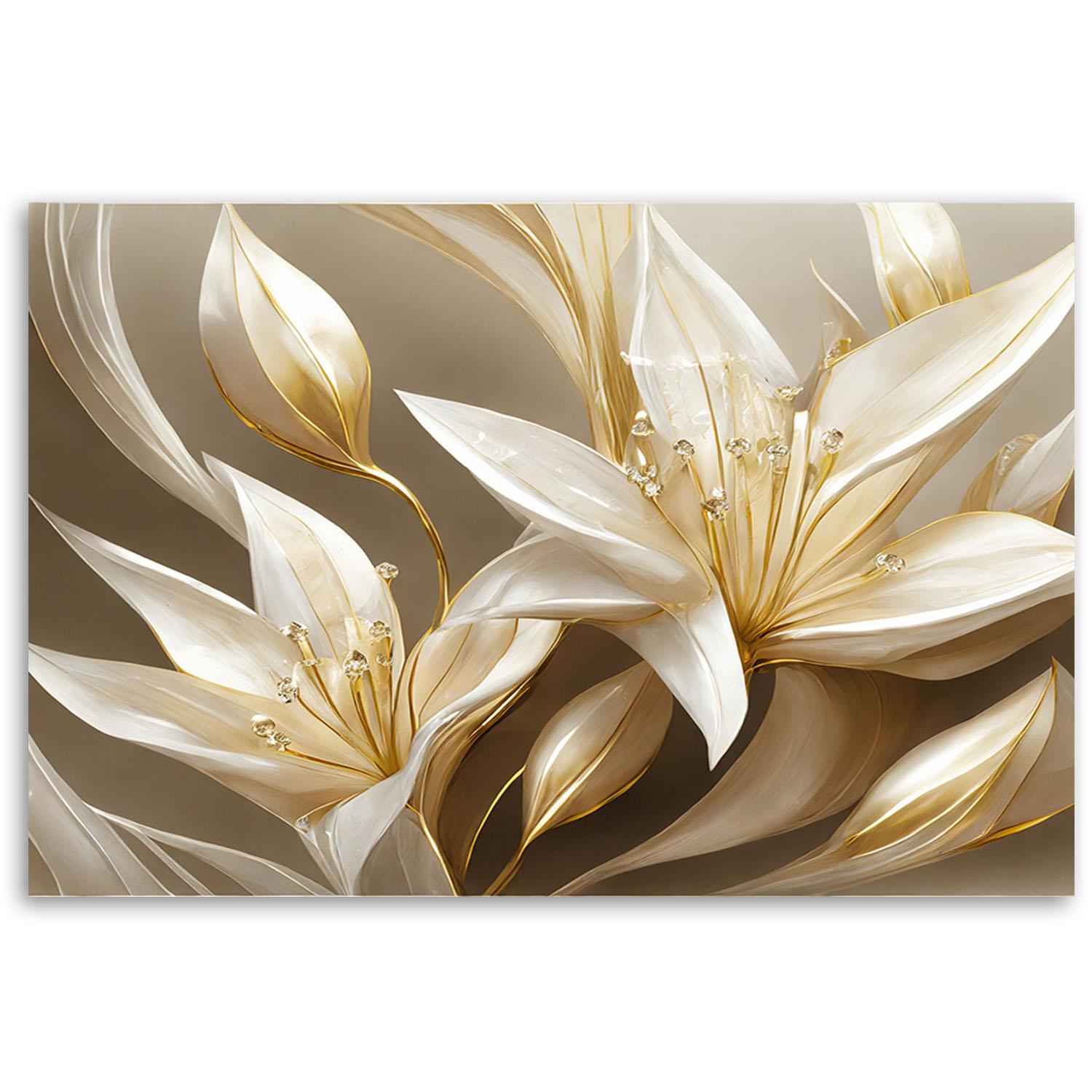 Canvasbillede, liljer glamour guld