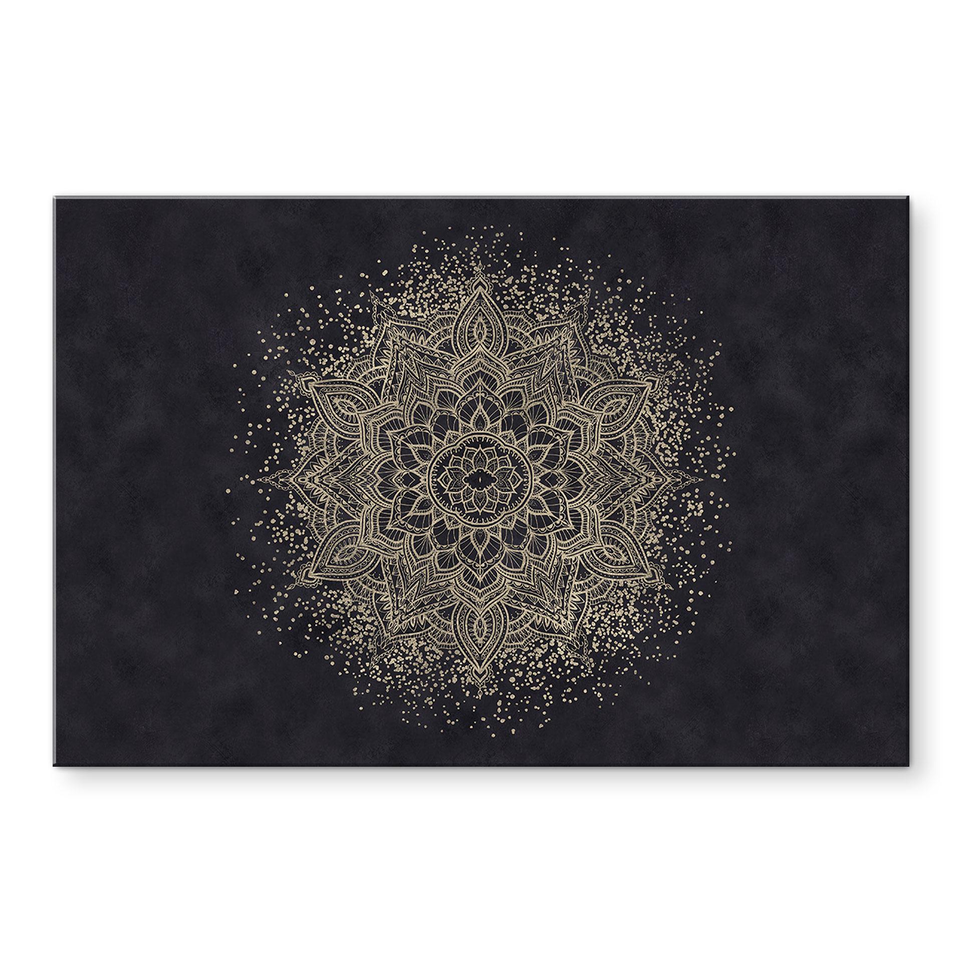 Stænkplade Elegant mandala i sort og guld - Bloomery Decor