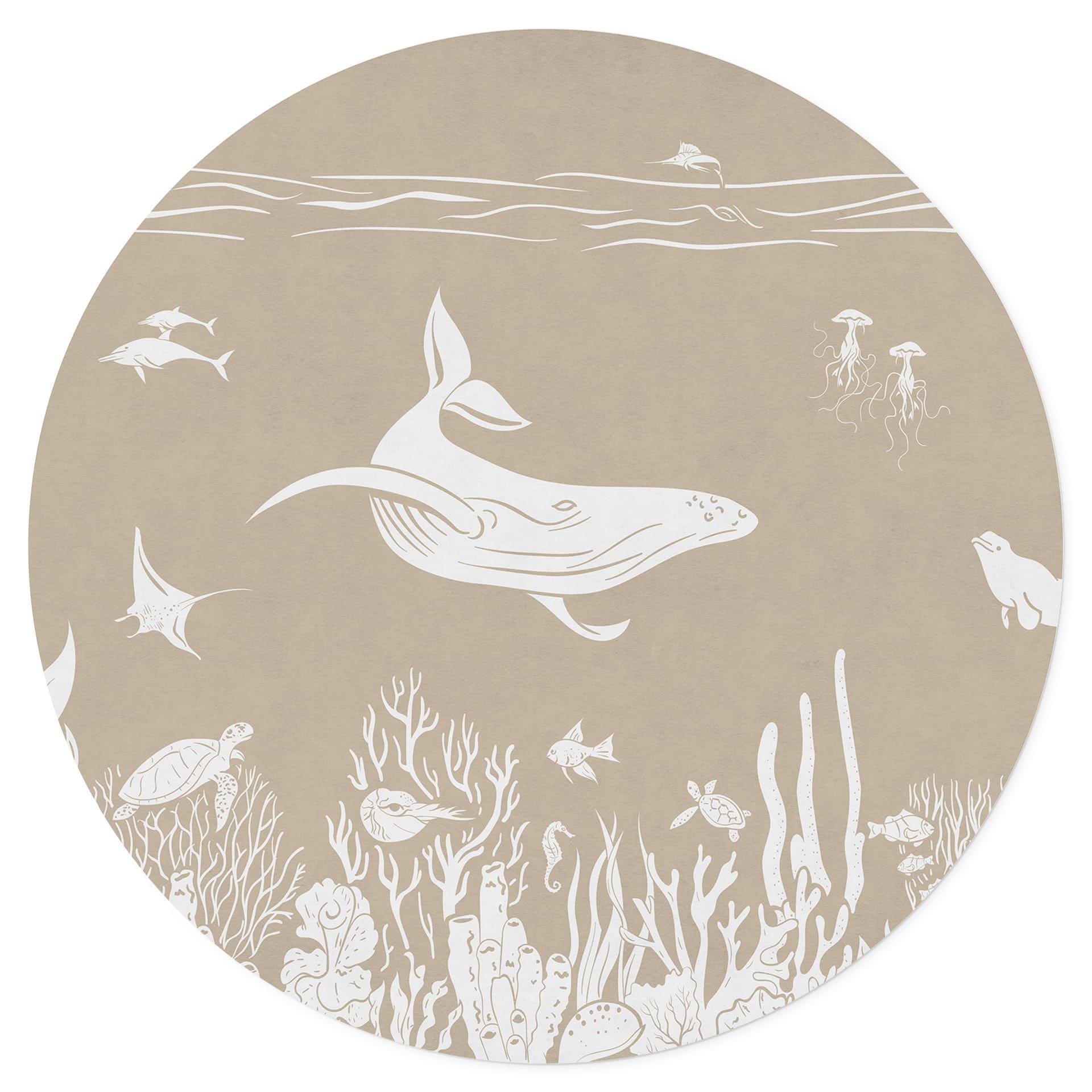 Fascinerende havdyr i havet Wallsticker - Brun - Kikki Belle - Rund