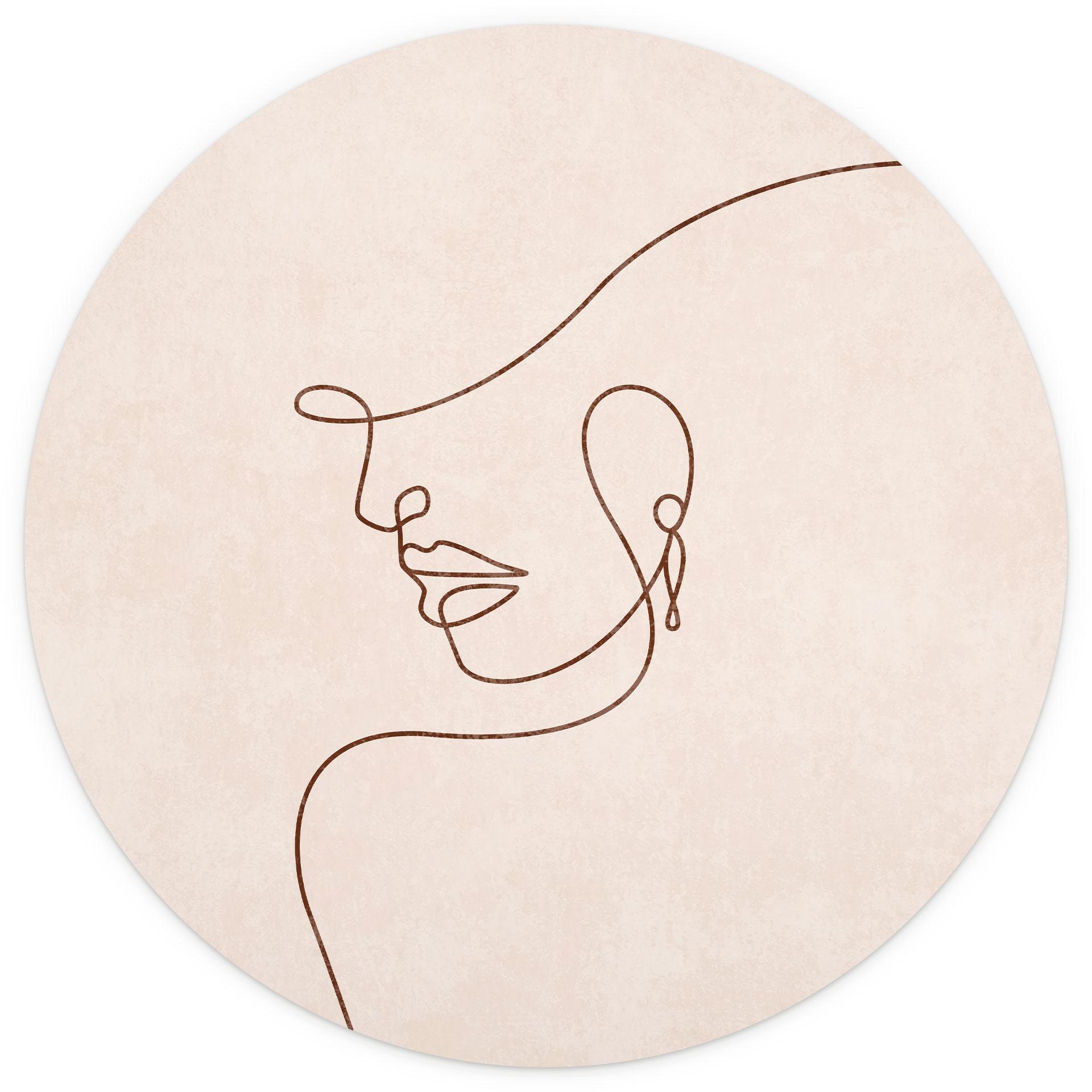 Fijne contouren van een vrouw Fotobehang - Lijn Art - Tunaboylu - Rond - vliesbehang/zelfklevend vli