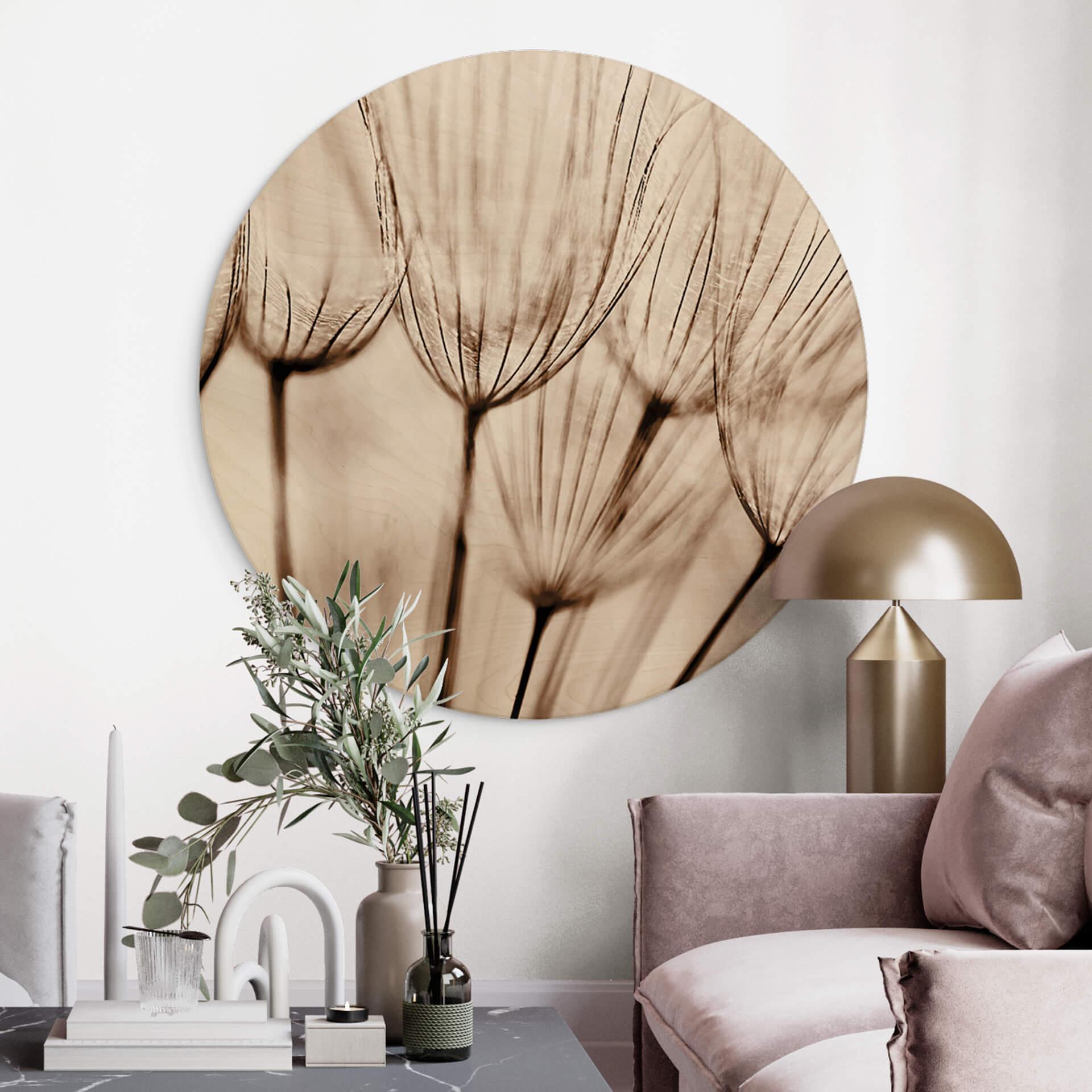 Holzbild Fliegerschirmchen - Rund