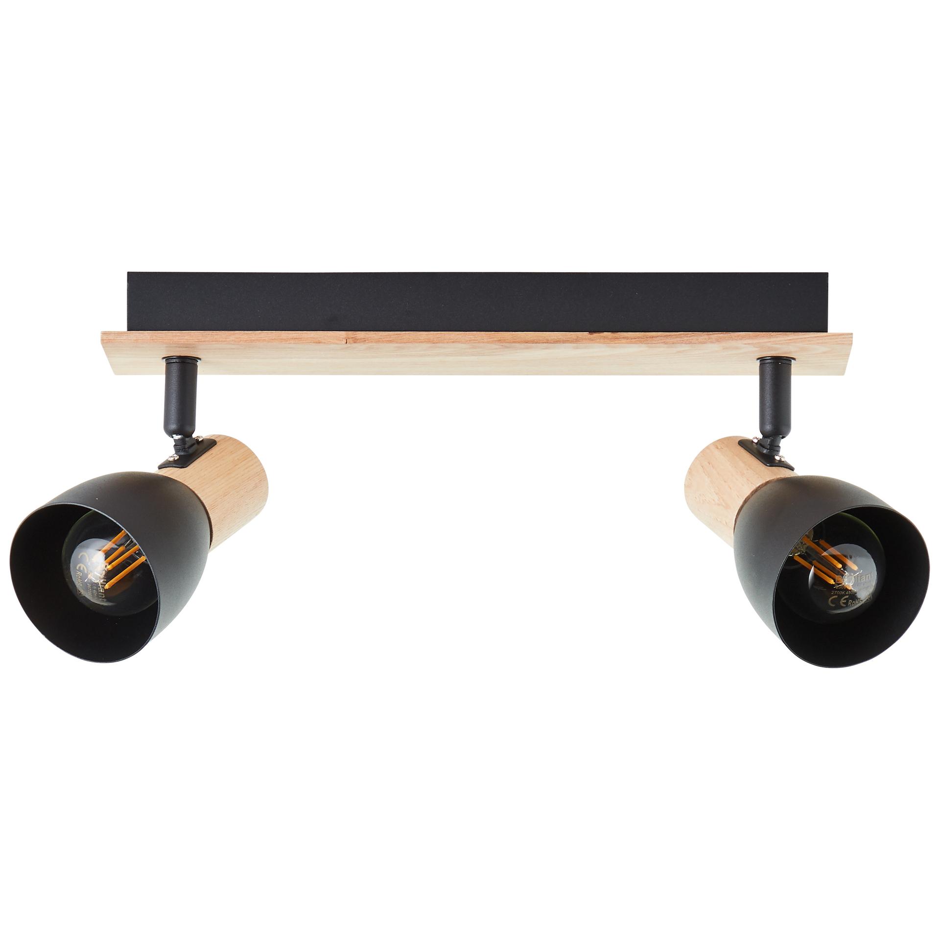 Spotbalken Emil, braun, 16,5 x 36,5 cm, Holz Innenleuchte
