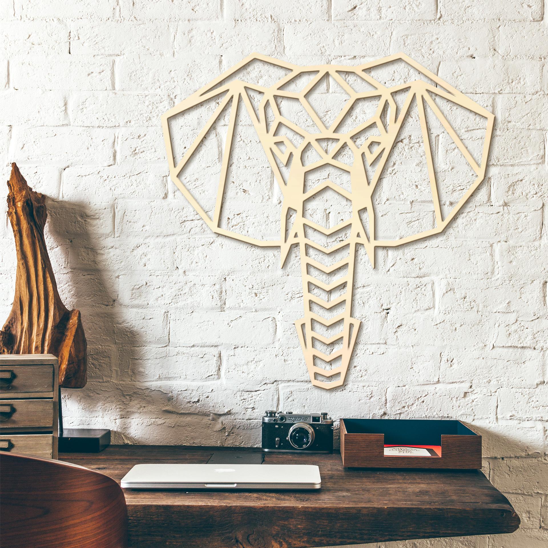 Arte en madera de álamo - Origami cabeza de elefante