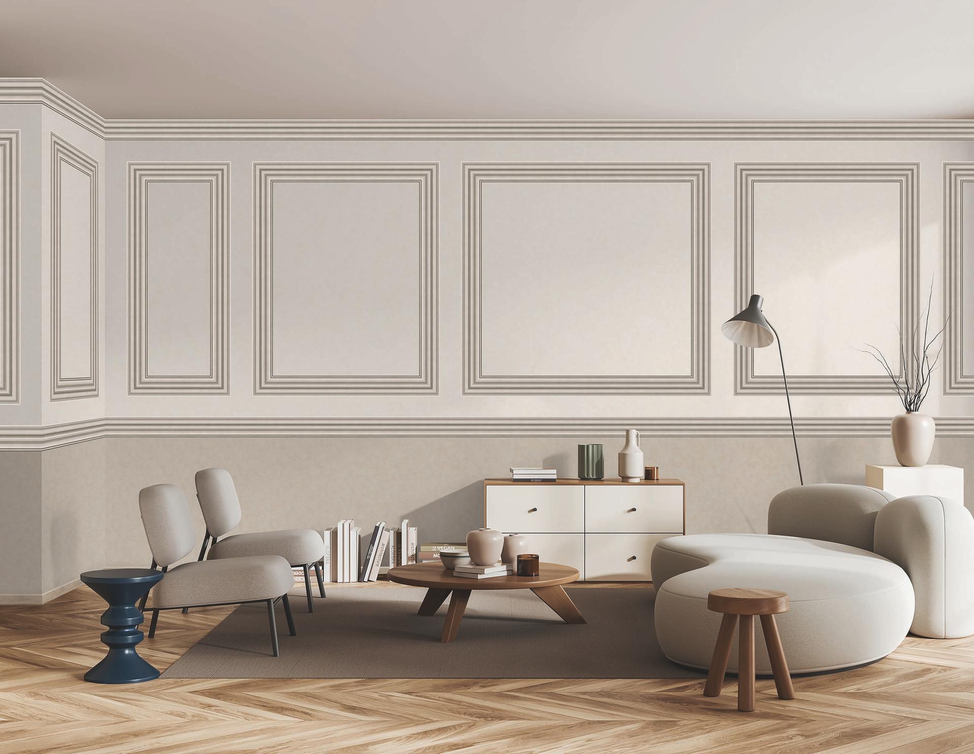 Behangrand in grijs met strepen voor woonkamer, slaapkamer 5.00 x 0.177 m