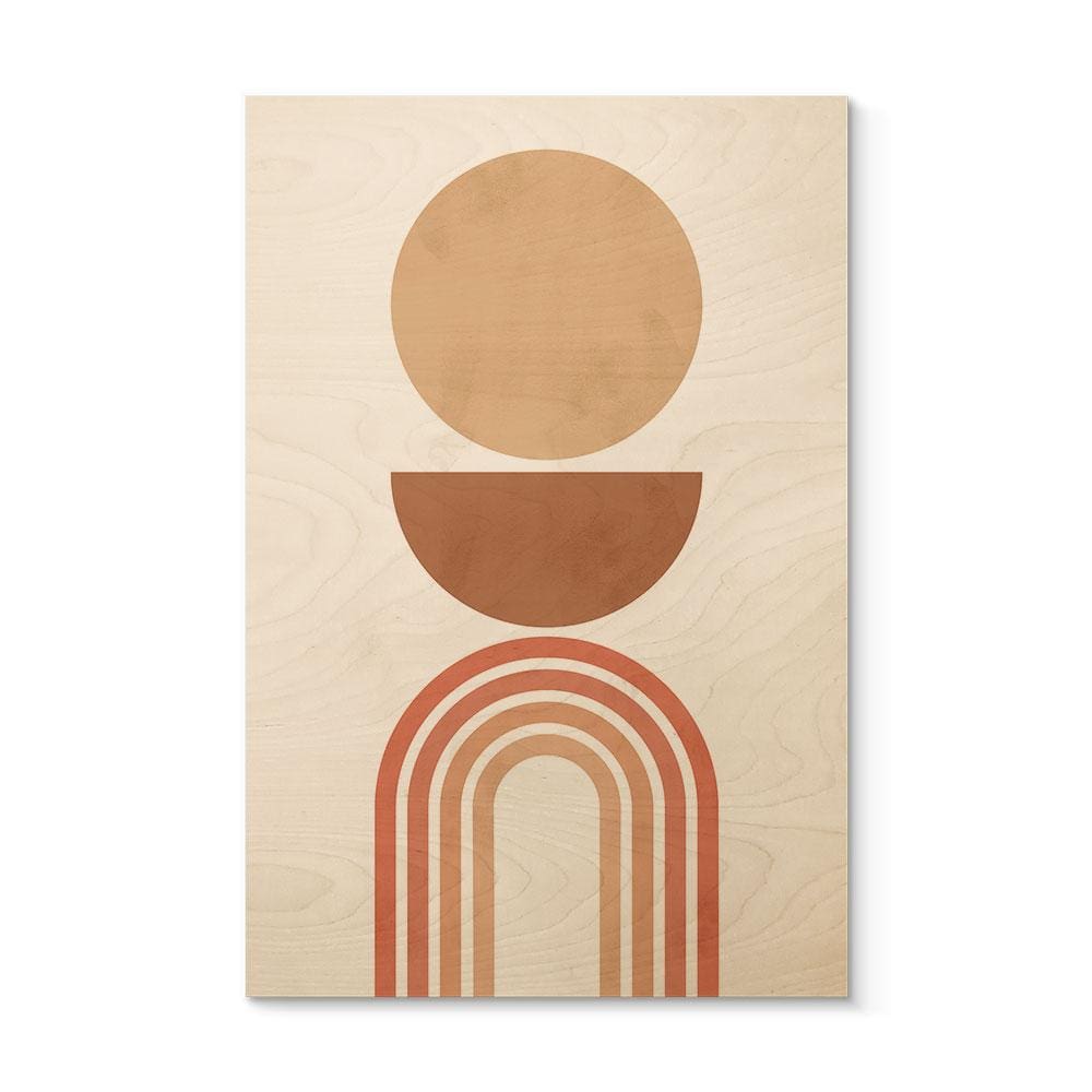 Træplakat Abstrakt balance - Retro buer og cirkler - Costa