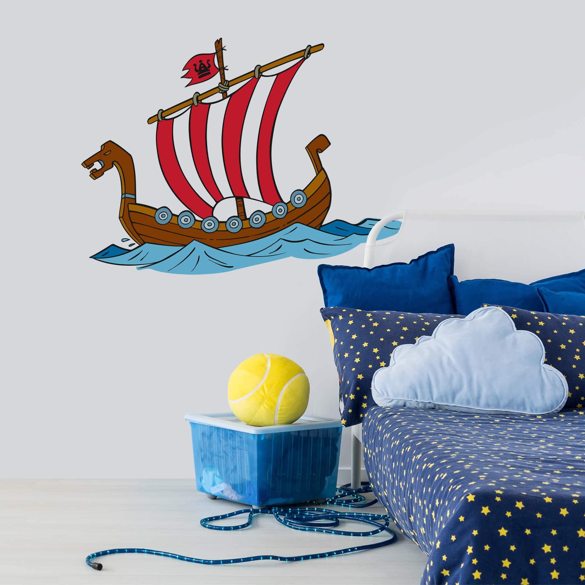 Muursticker Vikingschip - Wickie de Viking