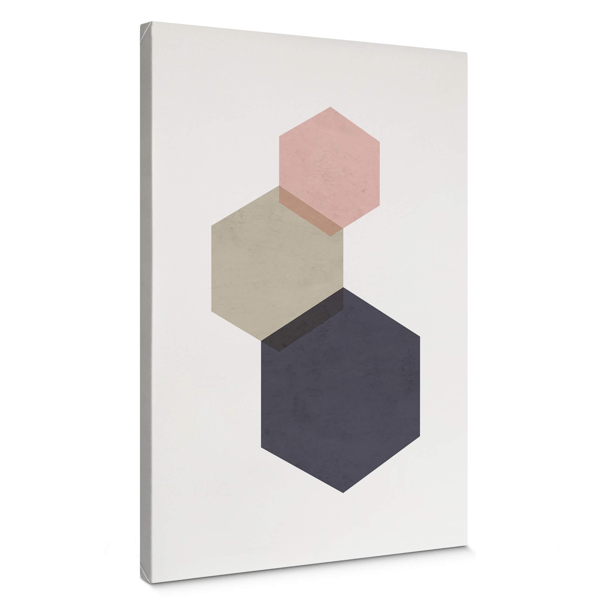 Canvastavla Nouveauprints - Hexagoner rosa