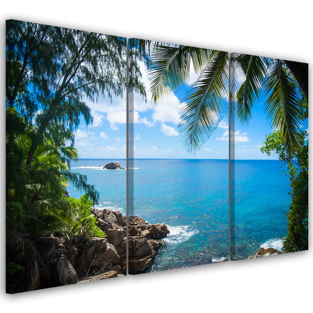 3 stykke lærred Print Tropical Beach Palm Trees Island